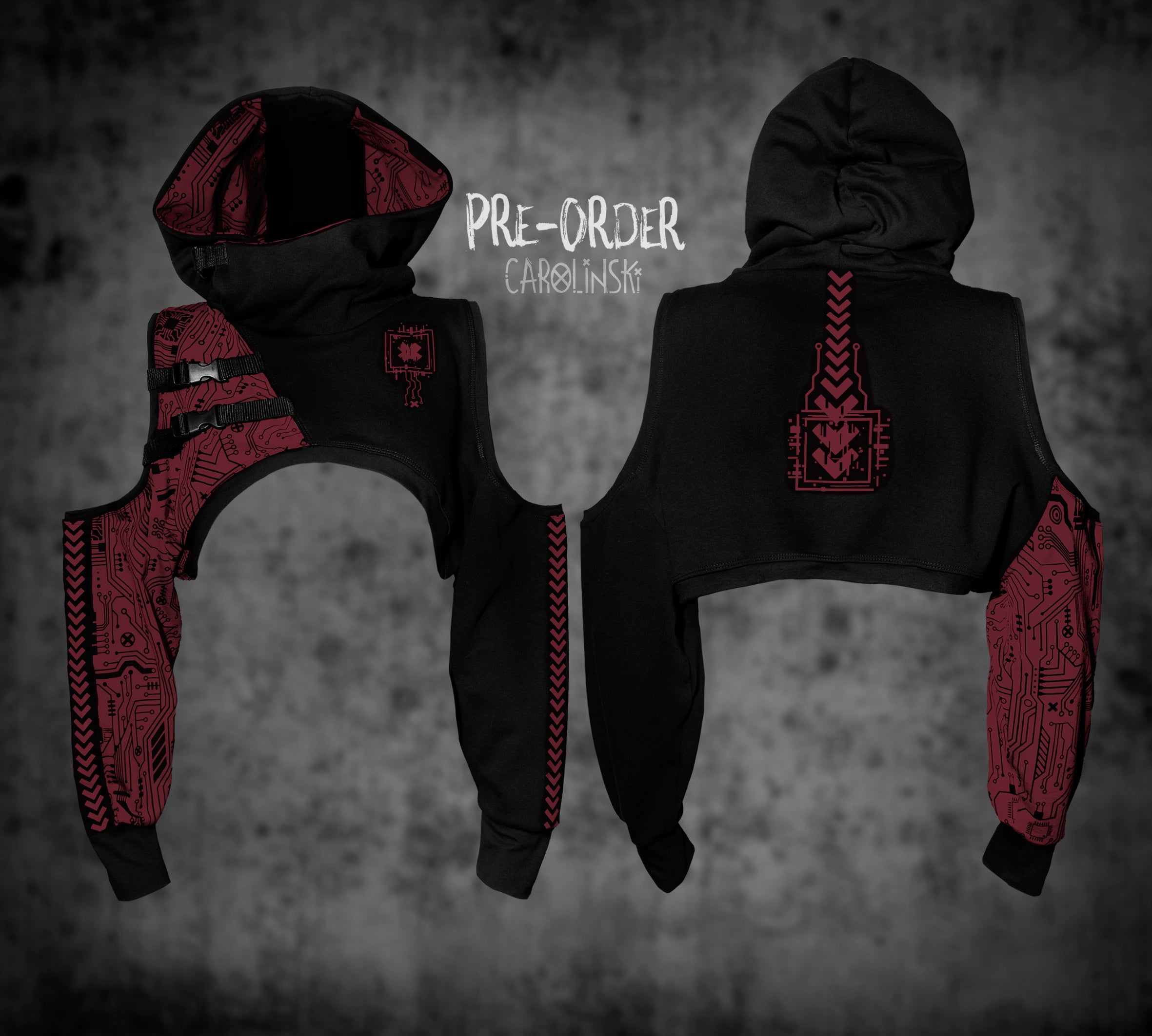 Crop Hoodie - Circuitboard