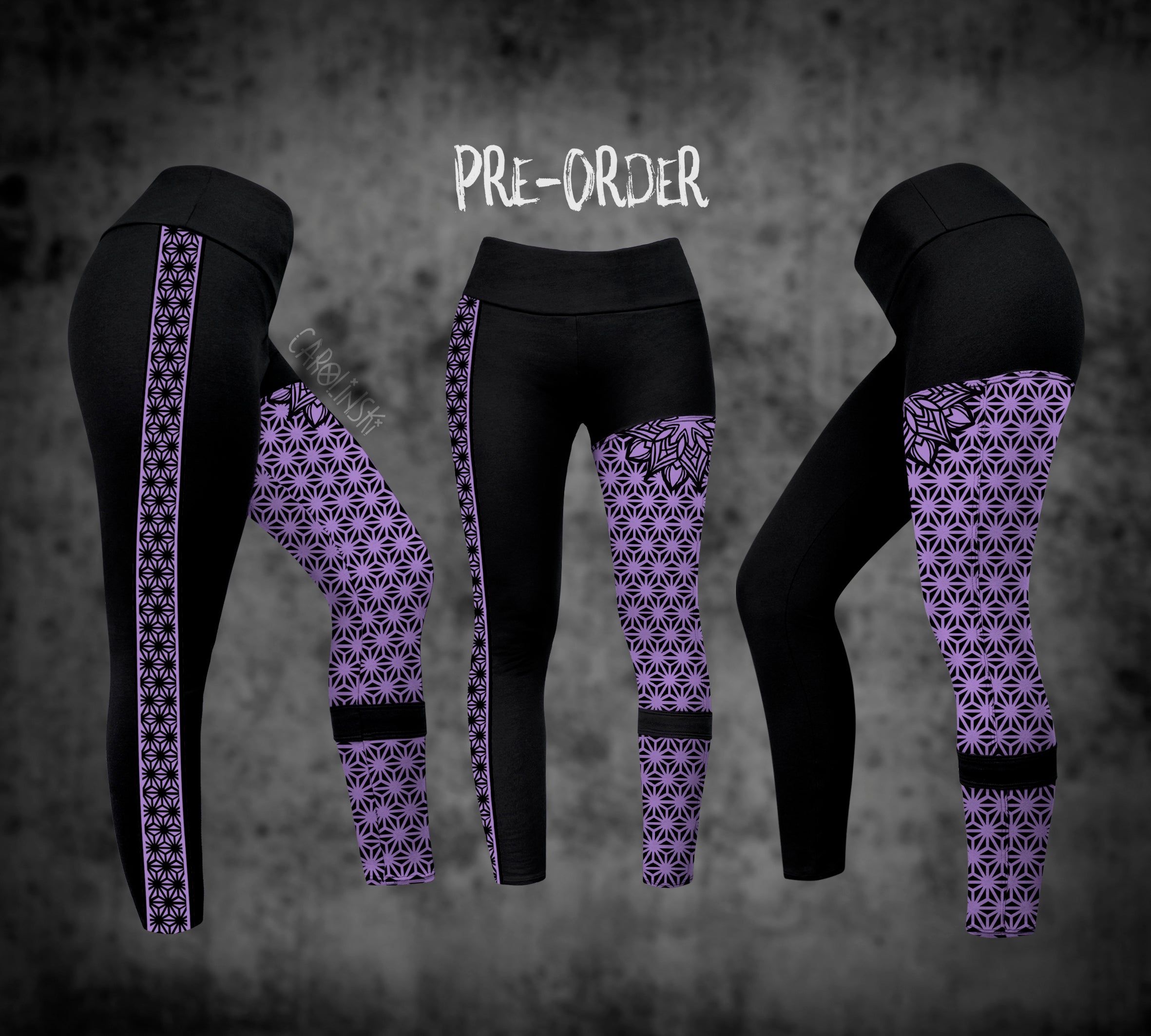 Split Leggings - Asanoha