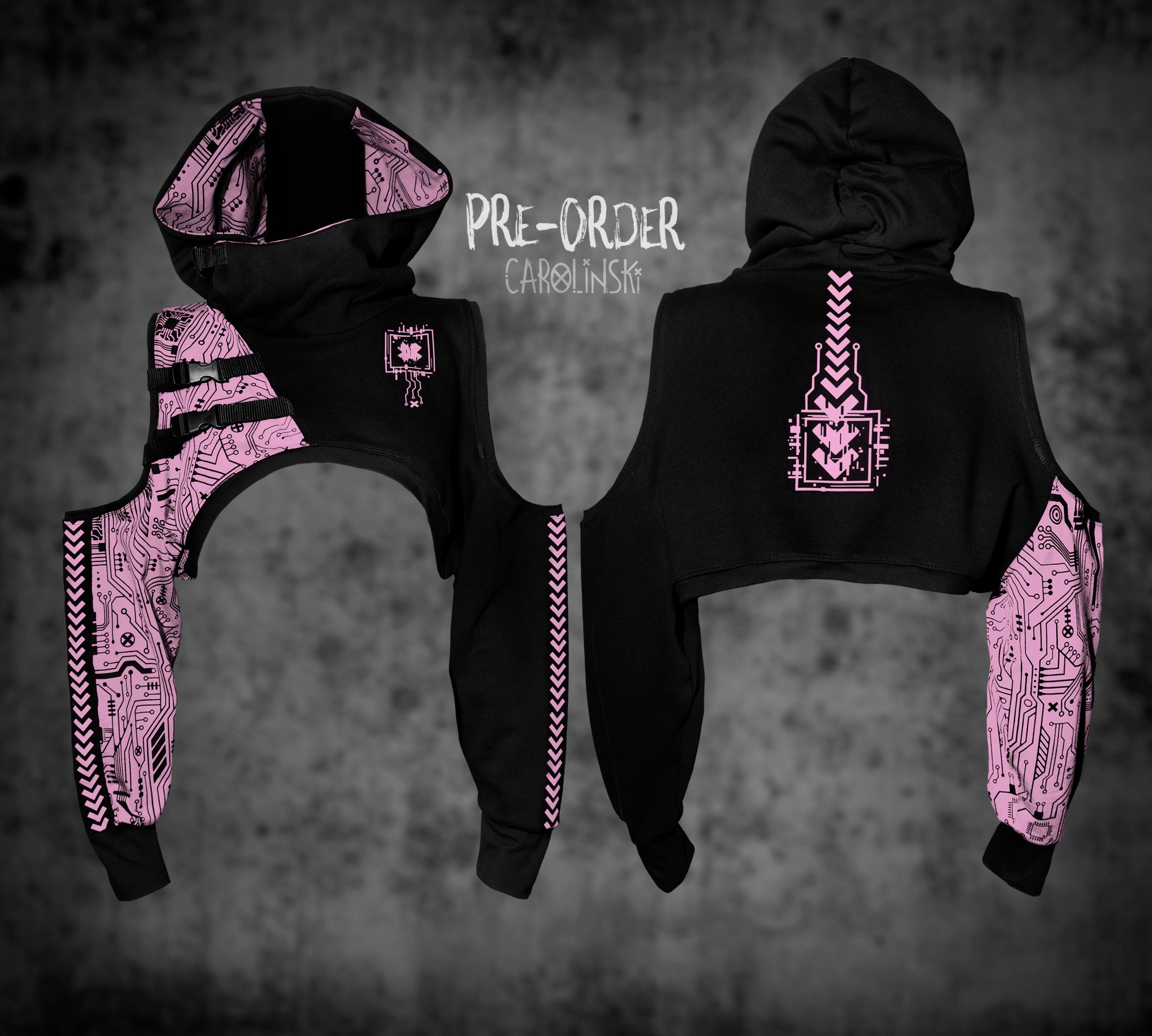 Crop Hoodie - Circuitboard
