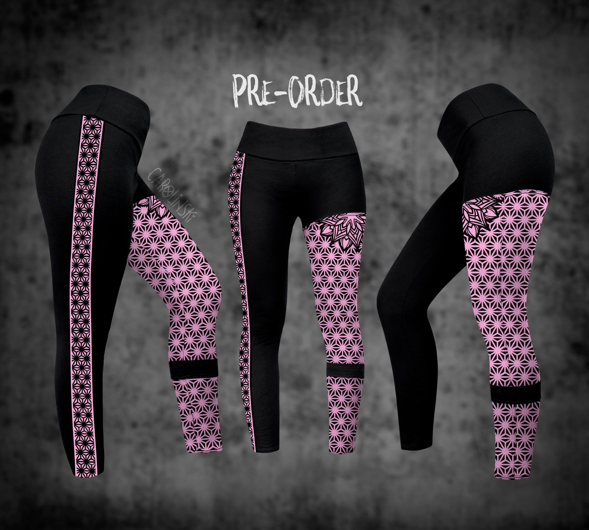 Split Leggings - Asanoha