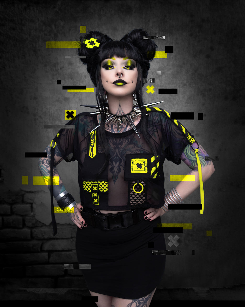 Glitch Crop-T Yellow