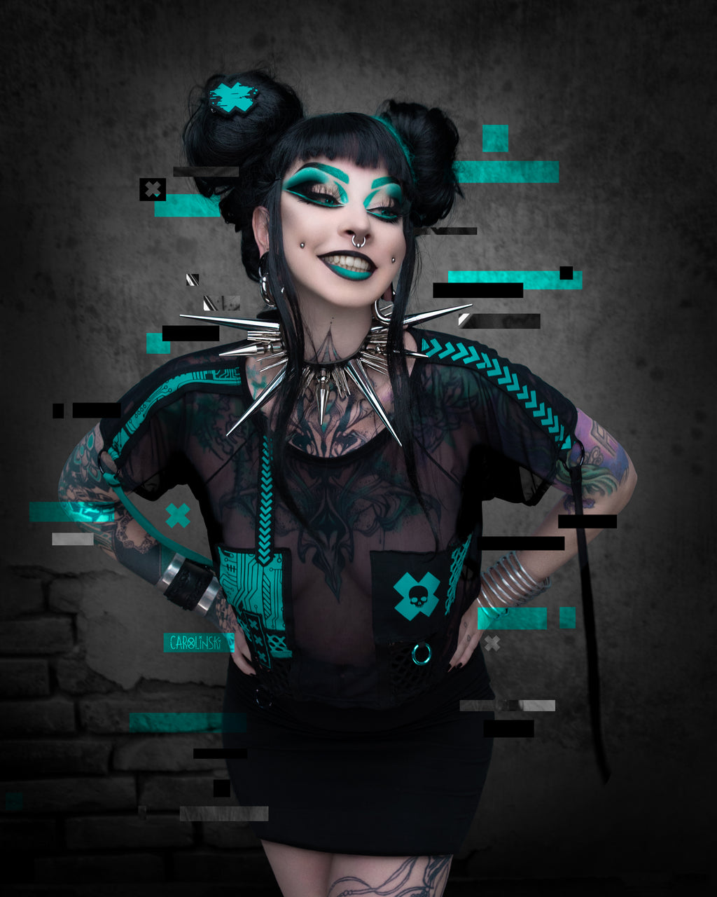 Glitch Crop-T TURQUOISE