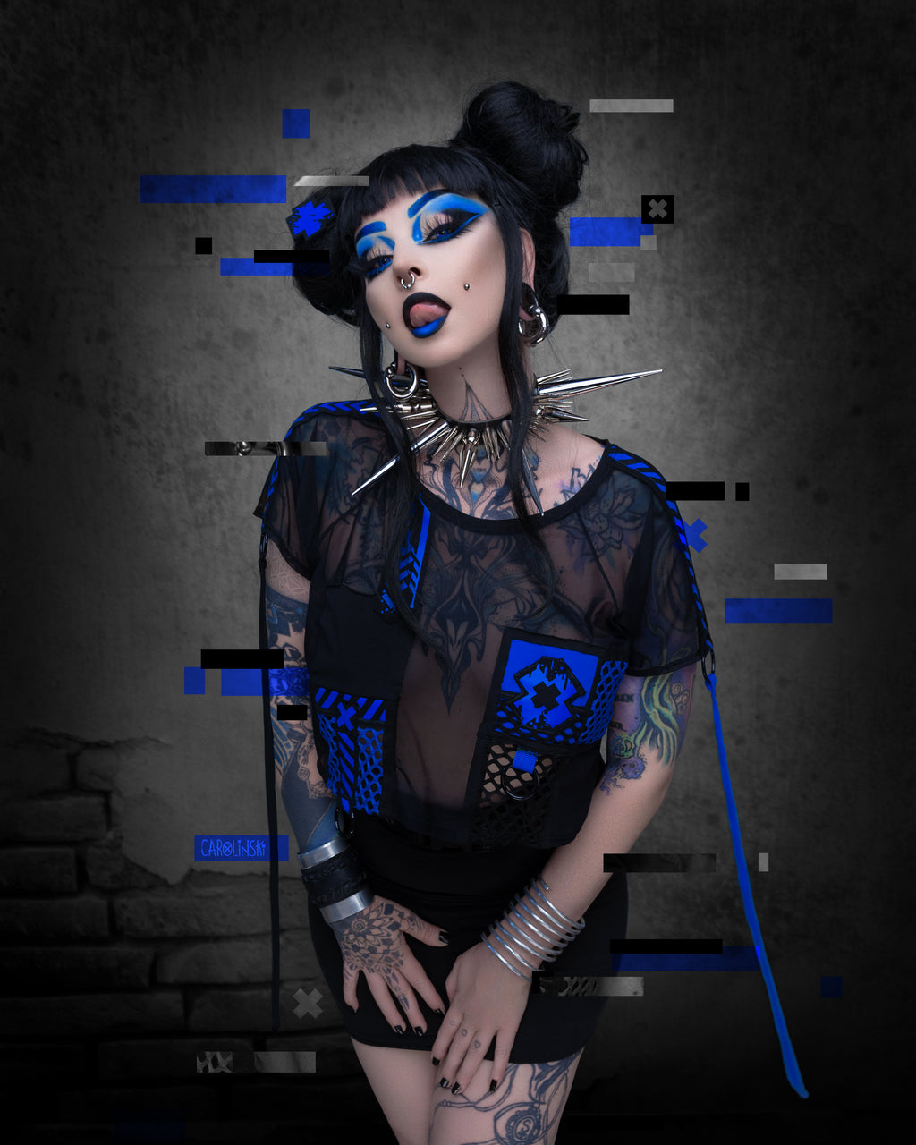 Glitch Crop-T ROYAL BLUE