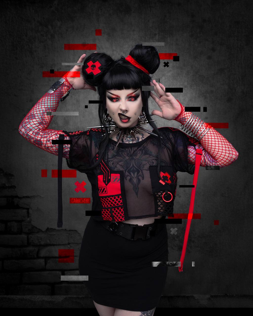 Glitch Crop-T RED