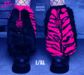 Faux Fur Legwarmers - Pink Zebra