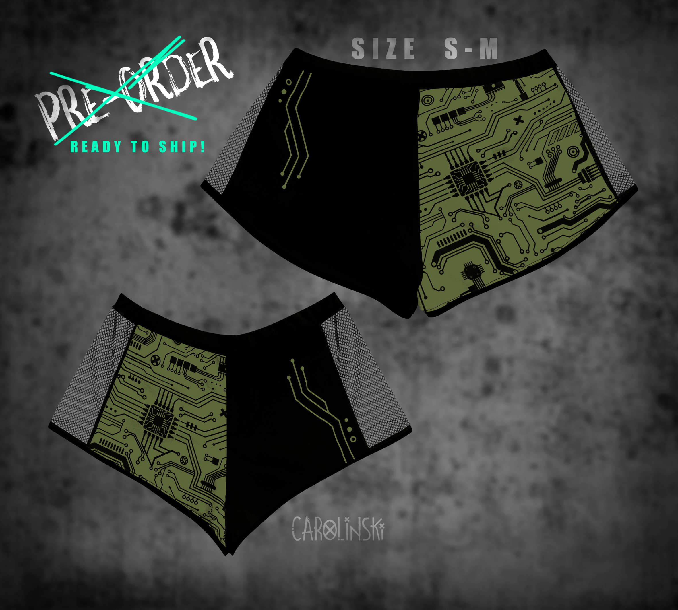 Splitshorts olive circuitboard