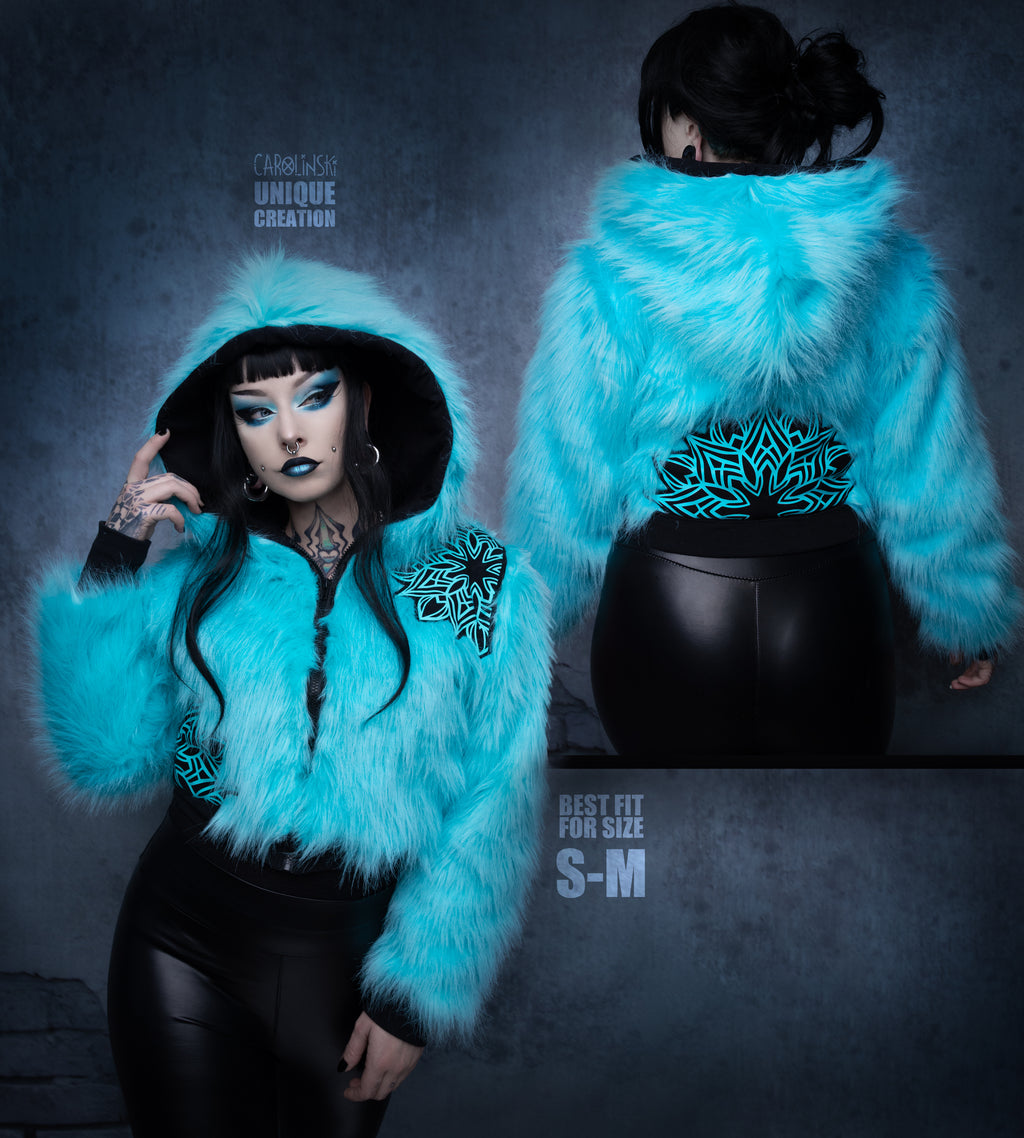 FAUX FUR CROP JACKET - minty ice MANDALA