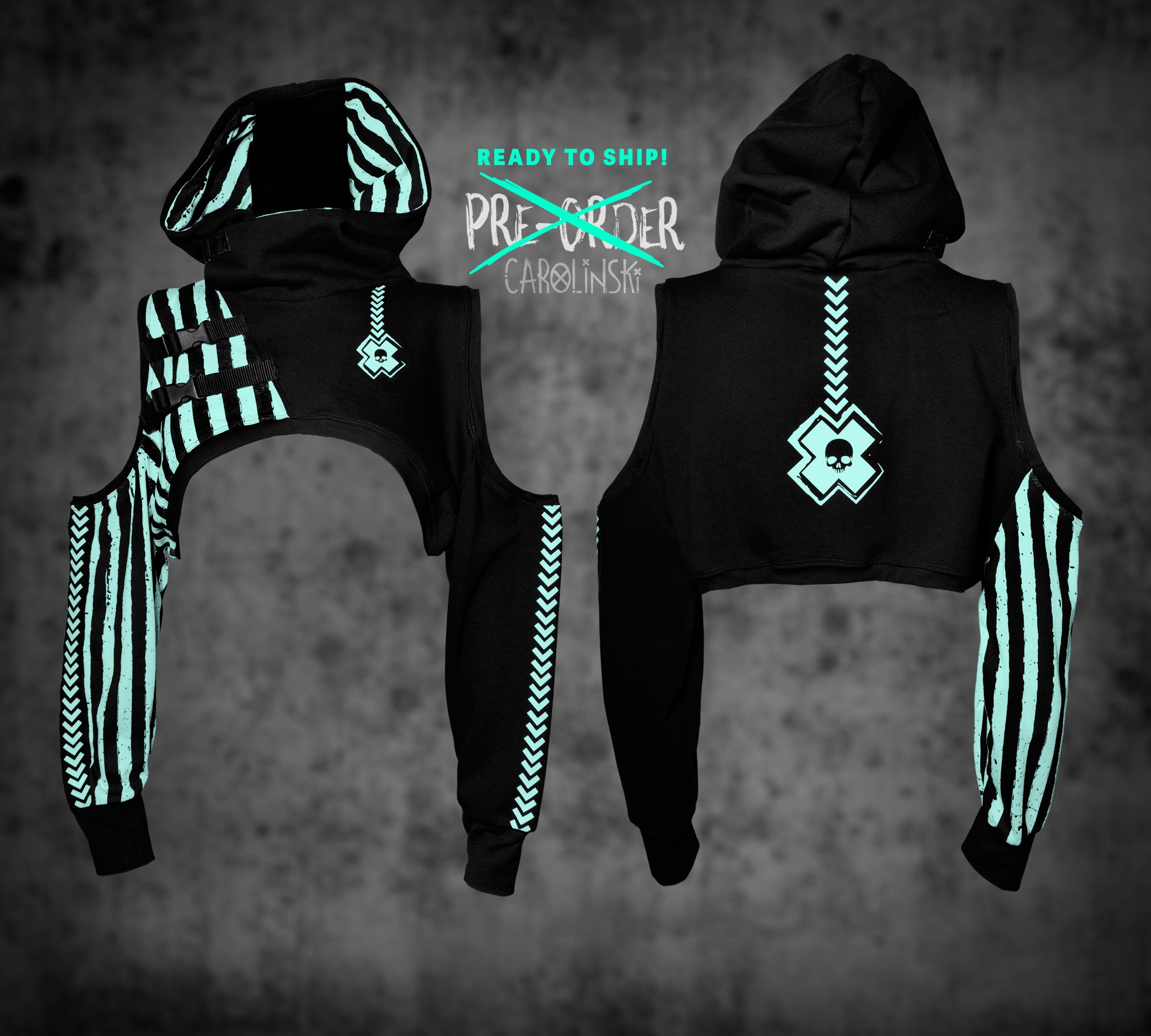 Crop Hoodie - stripes - Unisize