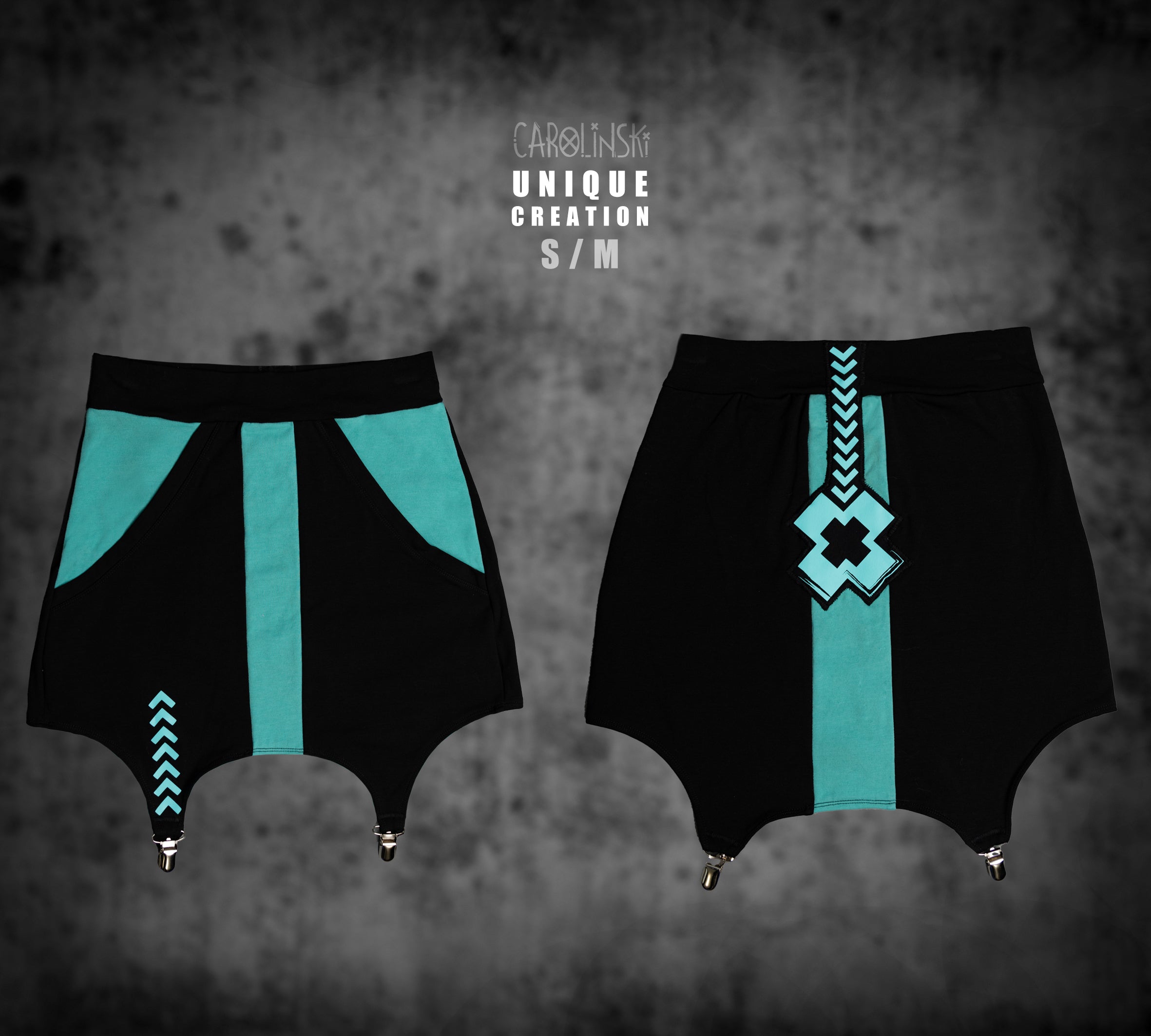 Garter Skirt Black and Mint