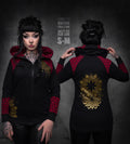Zip Jacket - wine red gold geometric
