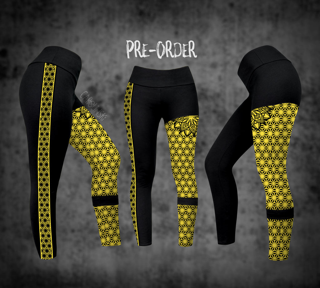 Split Leggings - Asanoha
