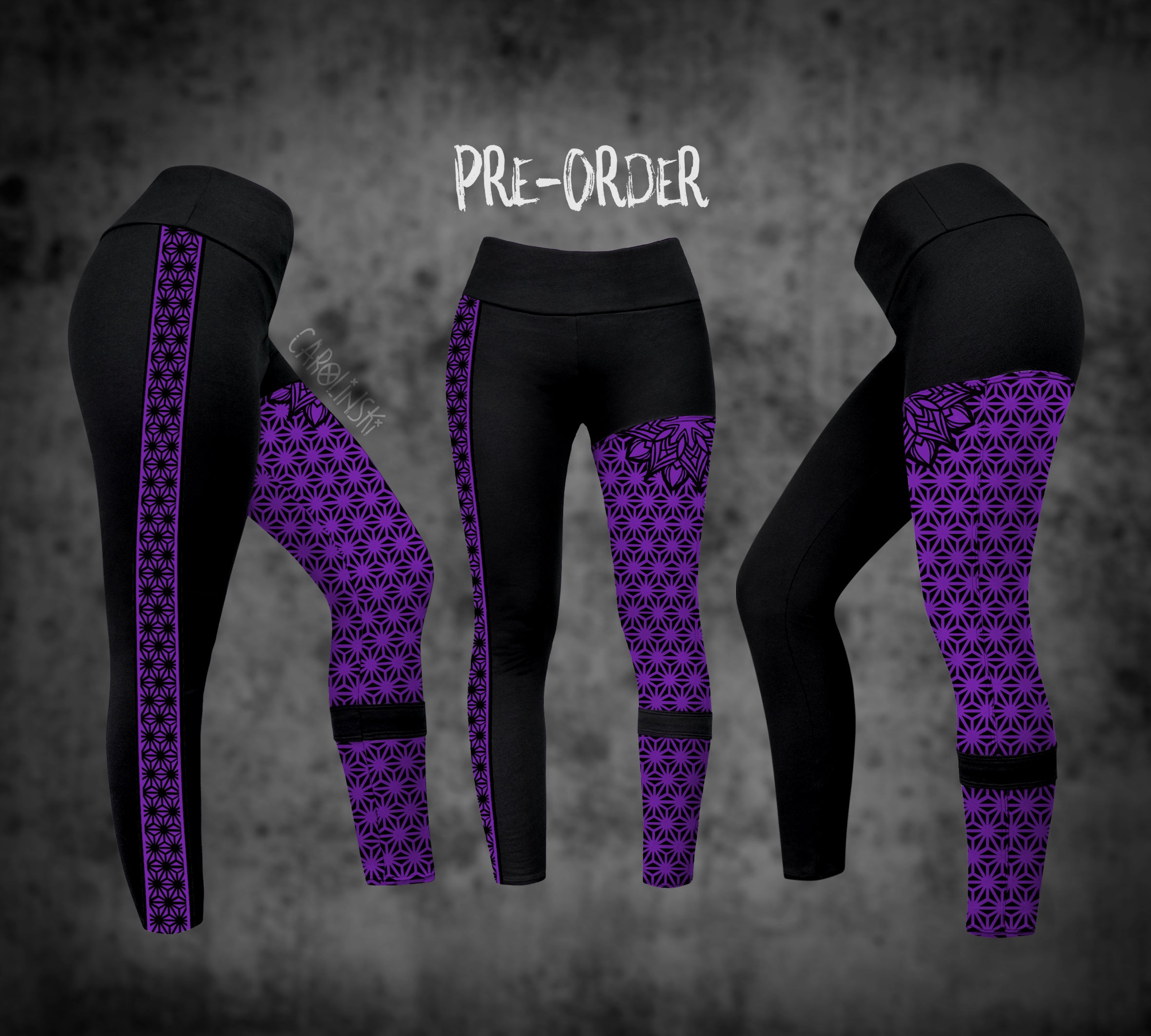Split Leggings - Asanoha