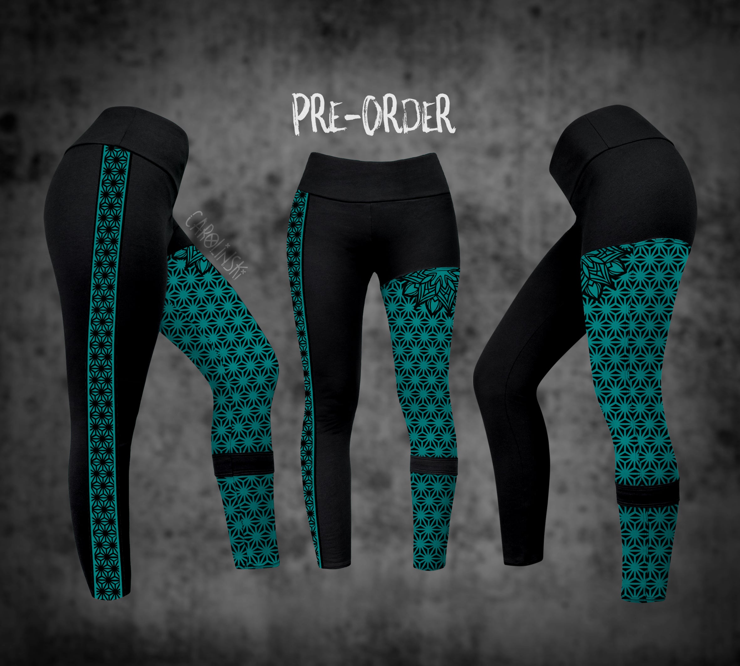 Split Leggings - Asanoha