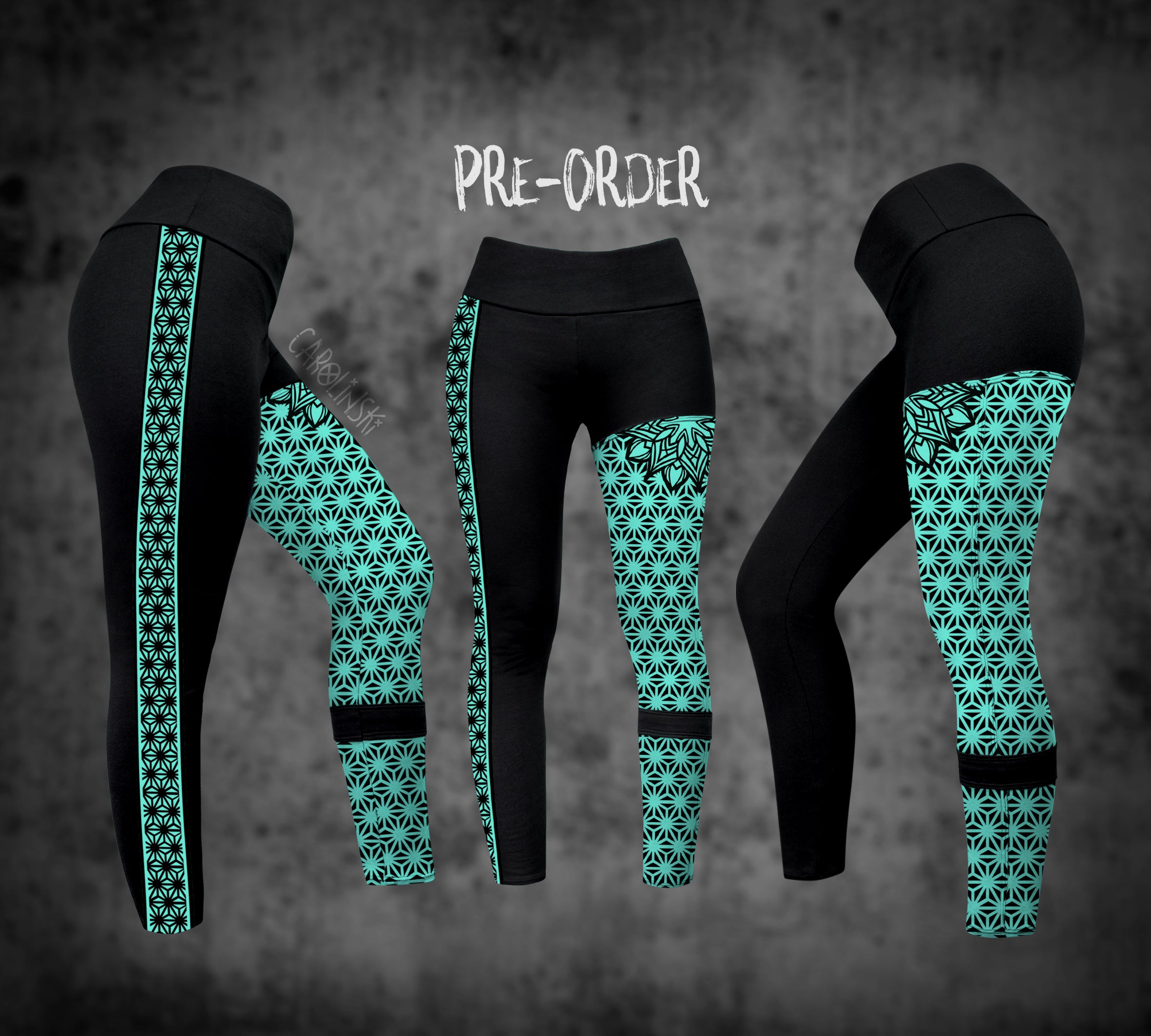 Split Leggings - Asanoha