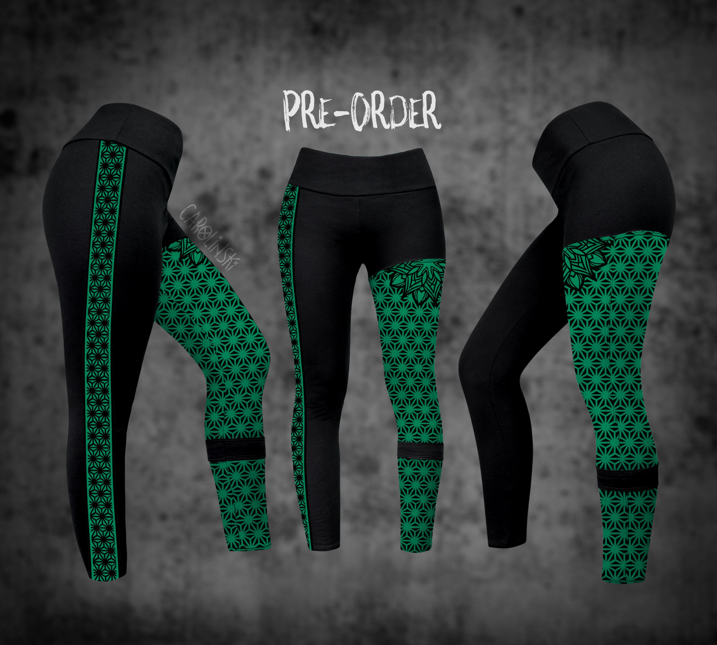 Split Leggings - Asanoha