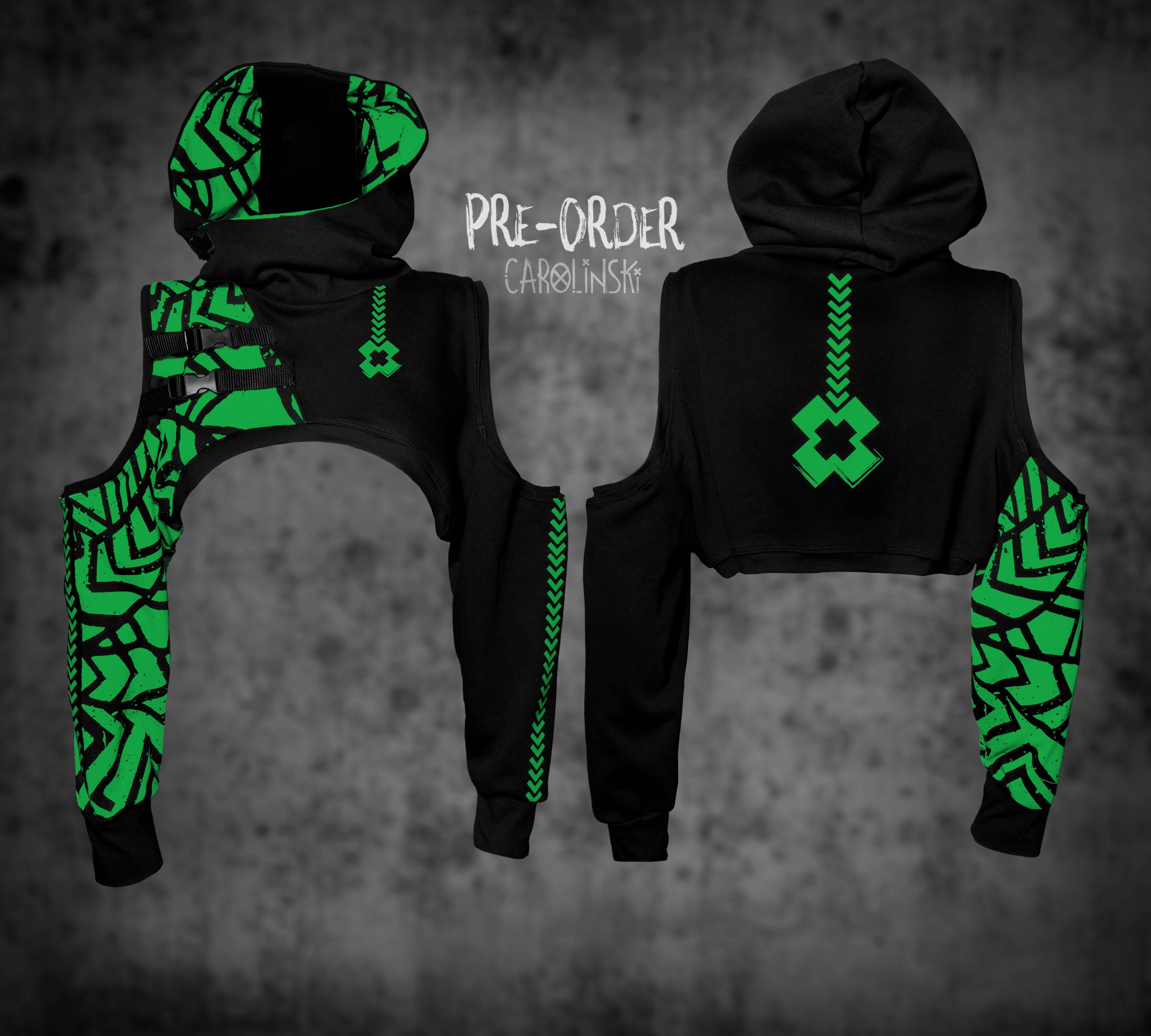 Crop Hoodie - Grunge