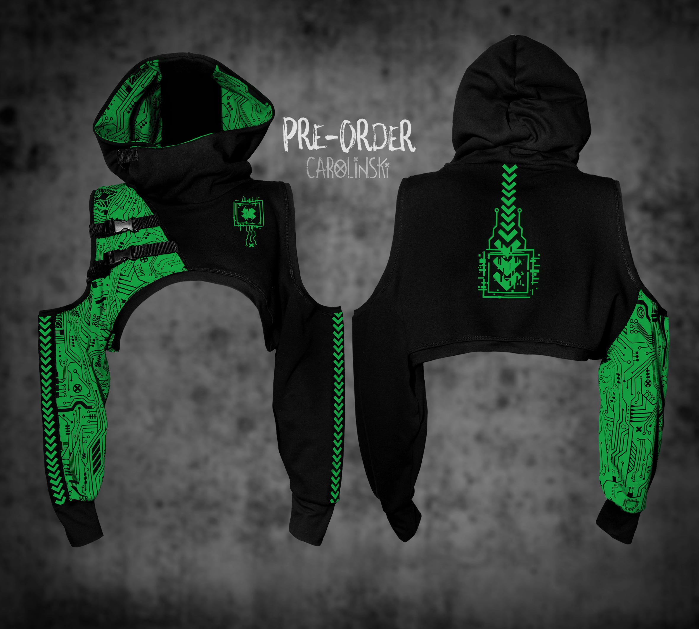 Crop Hoodie - Circuitboard