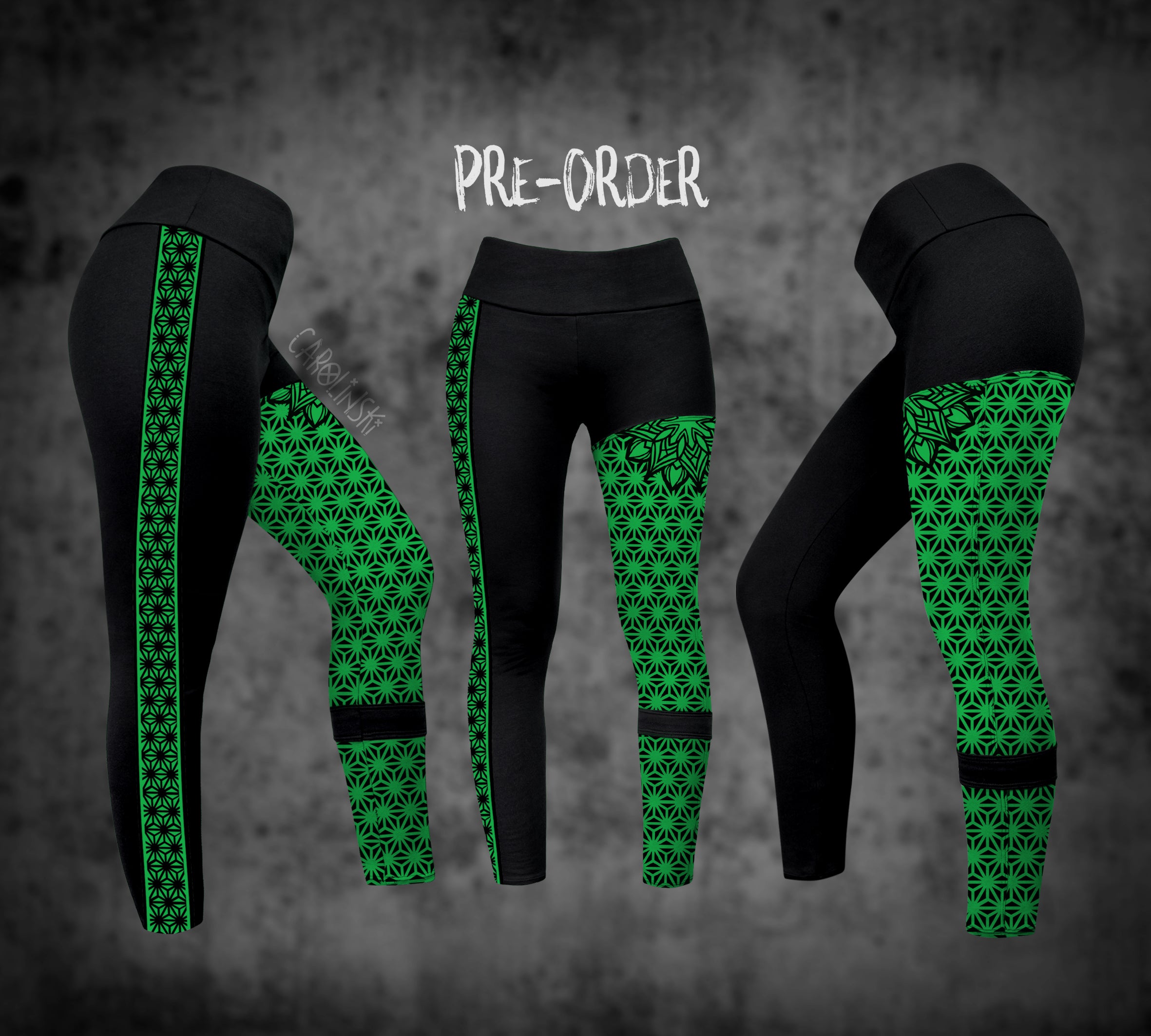 Split Leggings - Asanoha