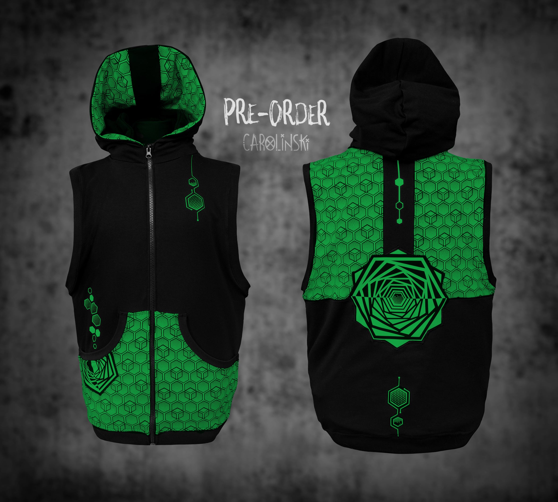 Sleeveless Zip - Hexagon