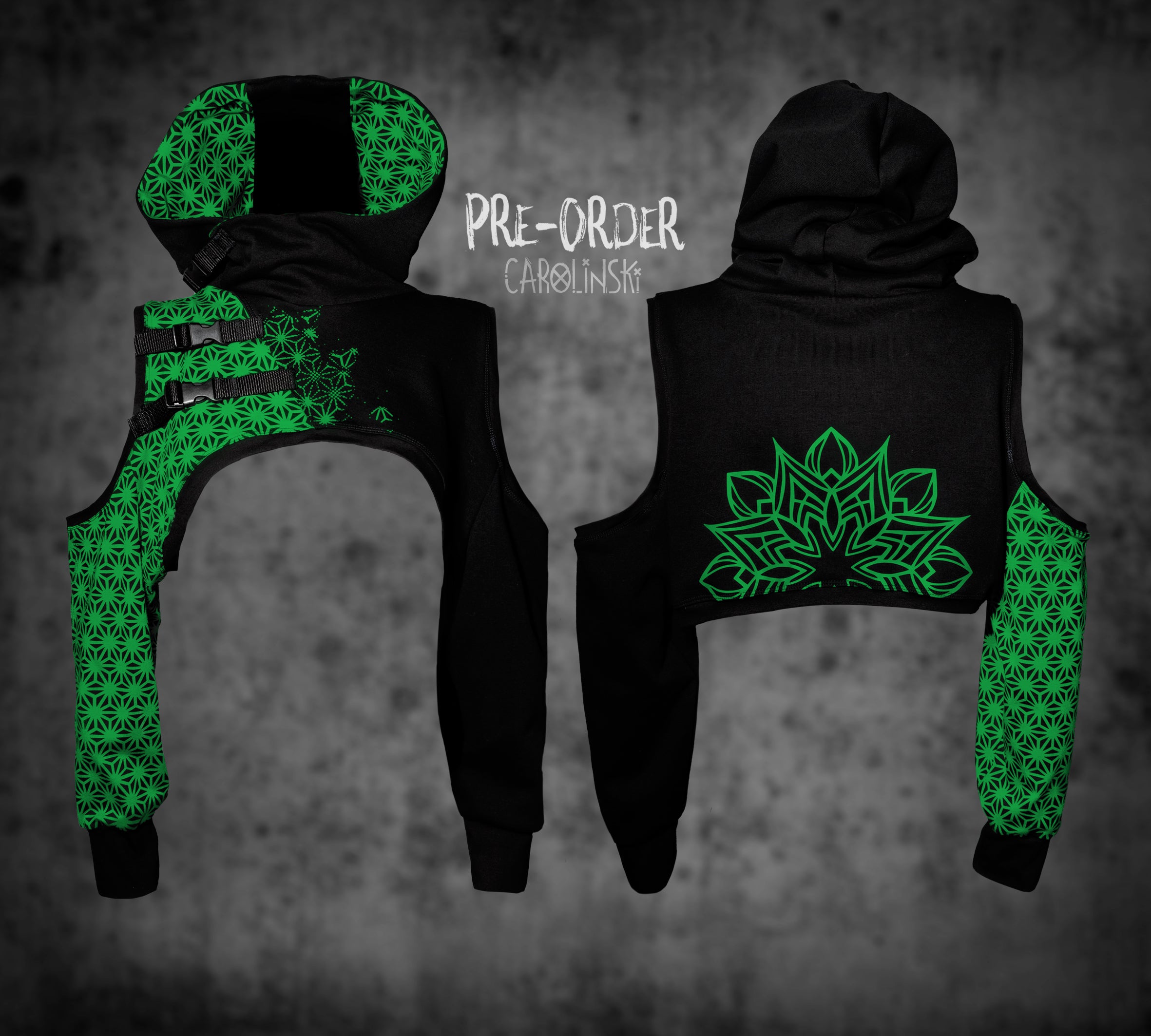 Crop Hoodie - Asanoha