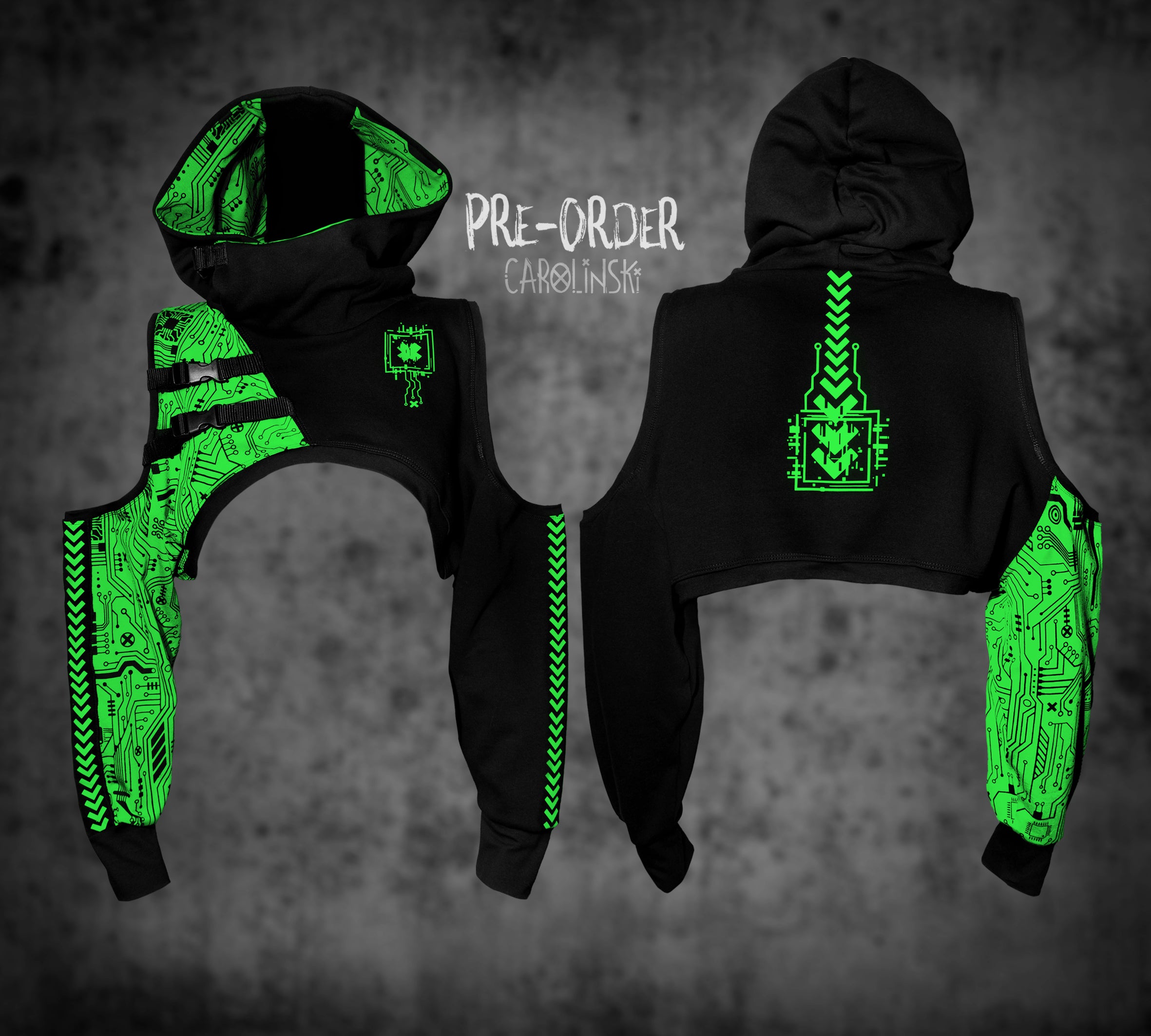 Crop Hoodie - Circuitboard