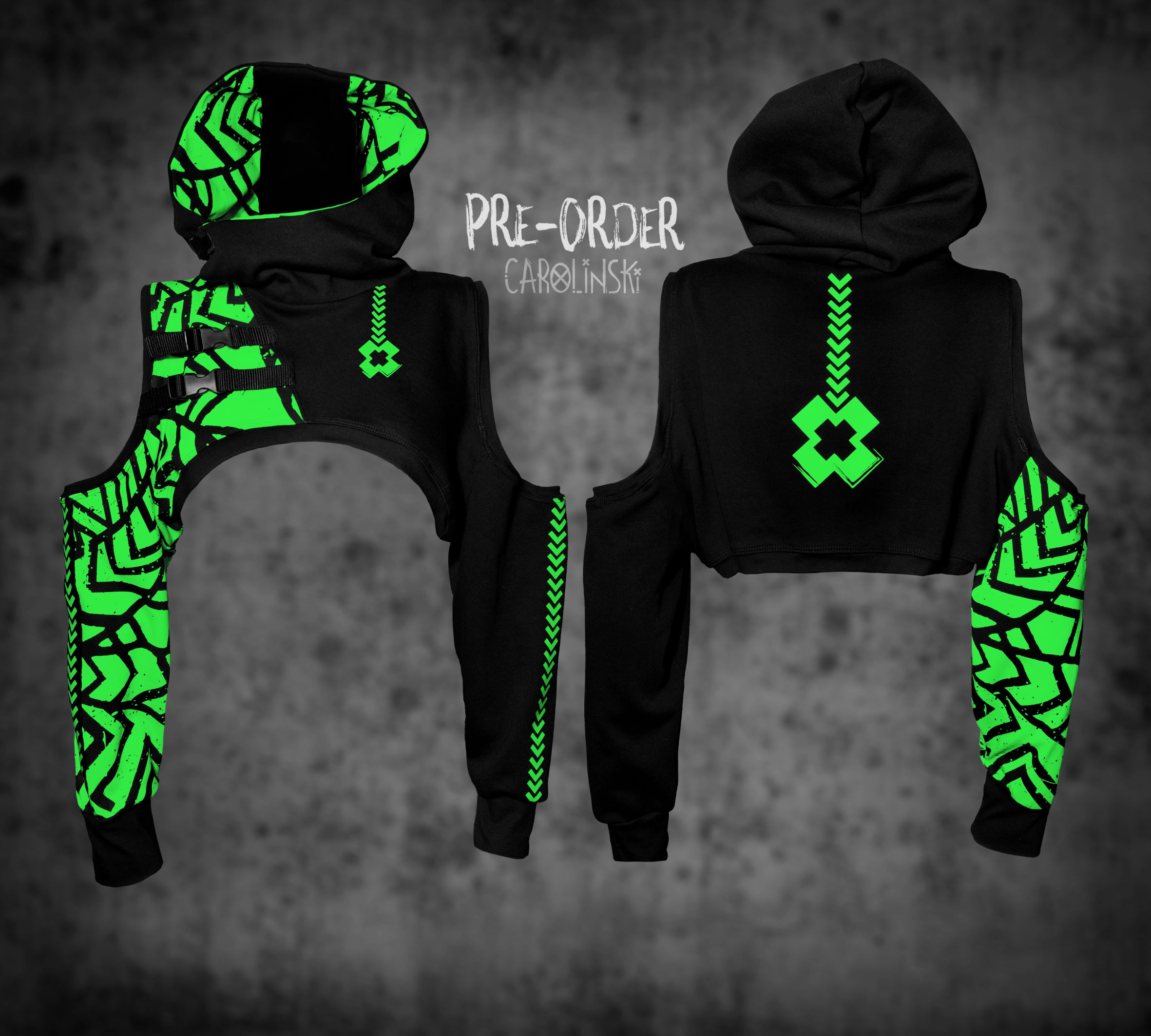 Crop Hoodie - Grunge