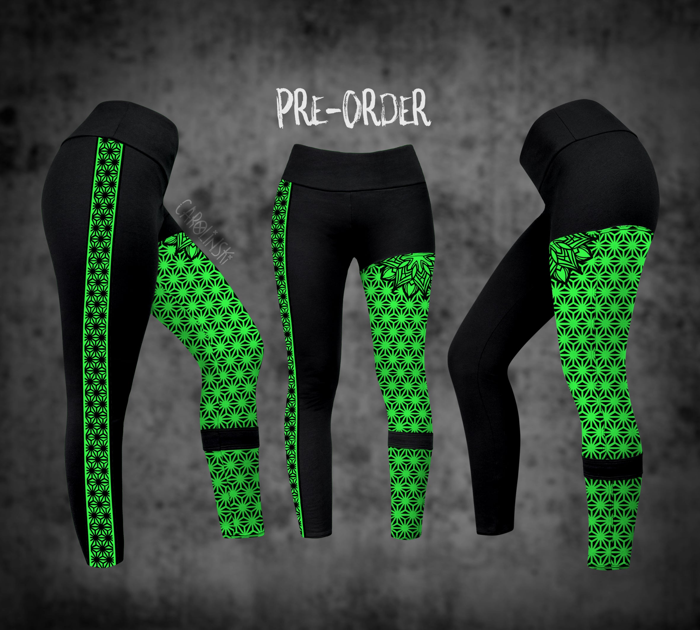 Split Leggings - Asanoha