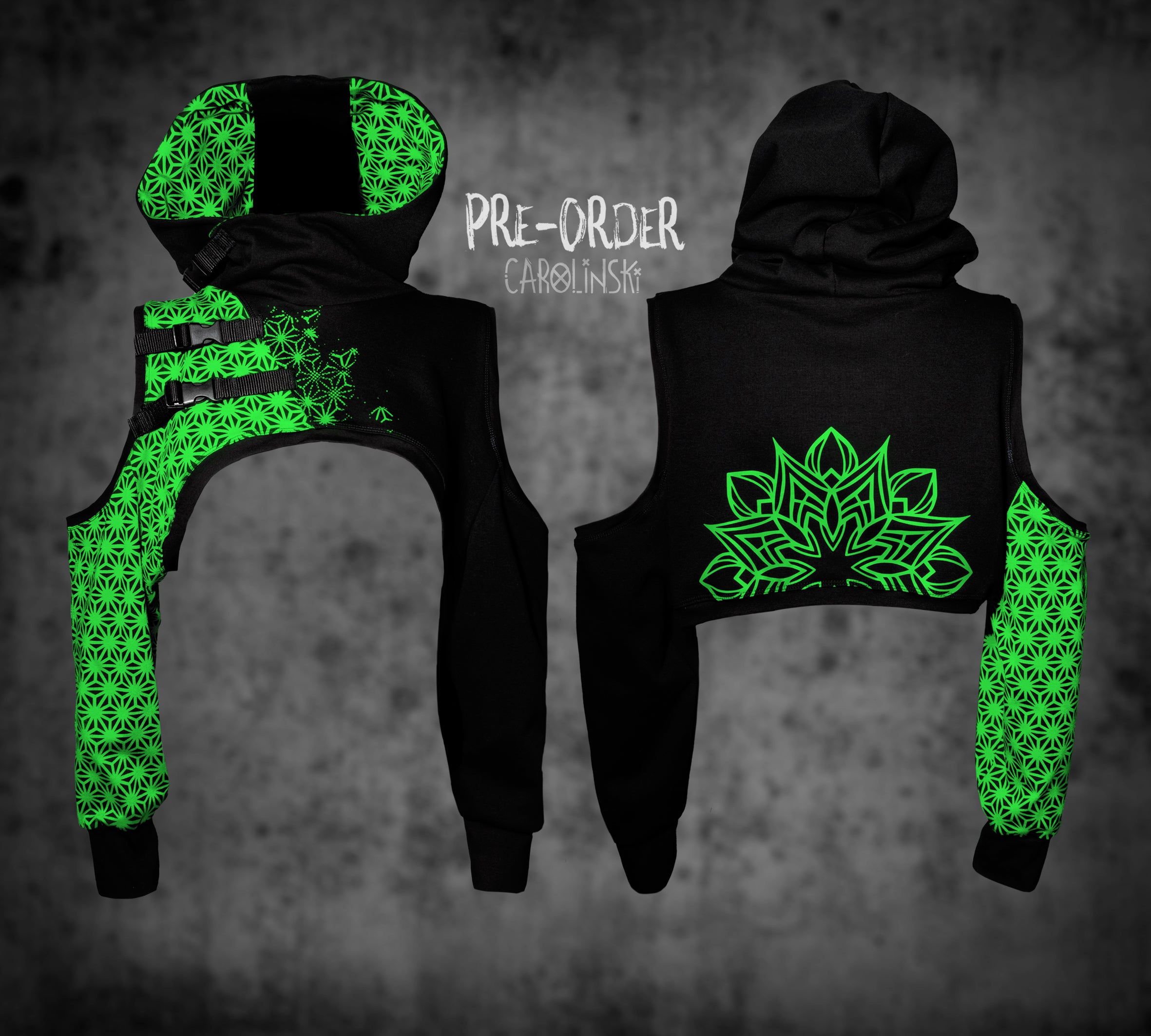 Crop Hoodie - Asanoha