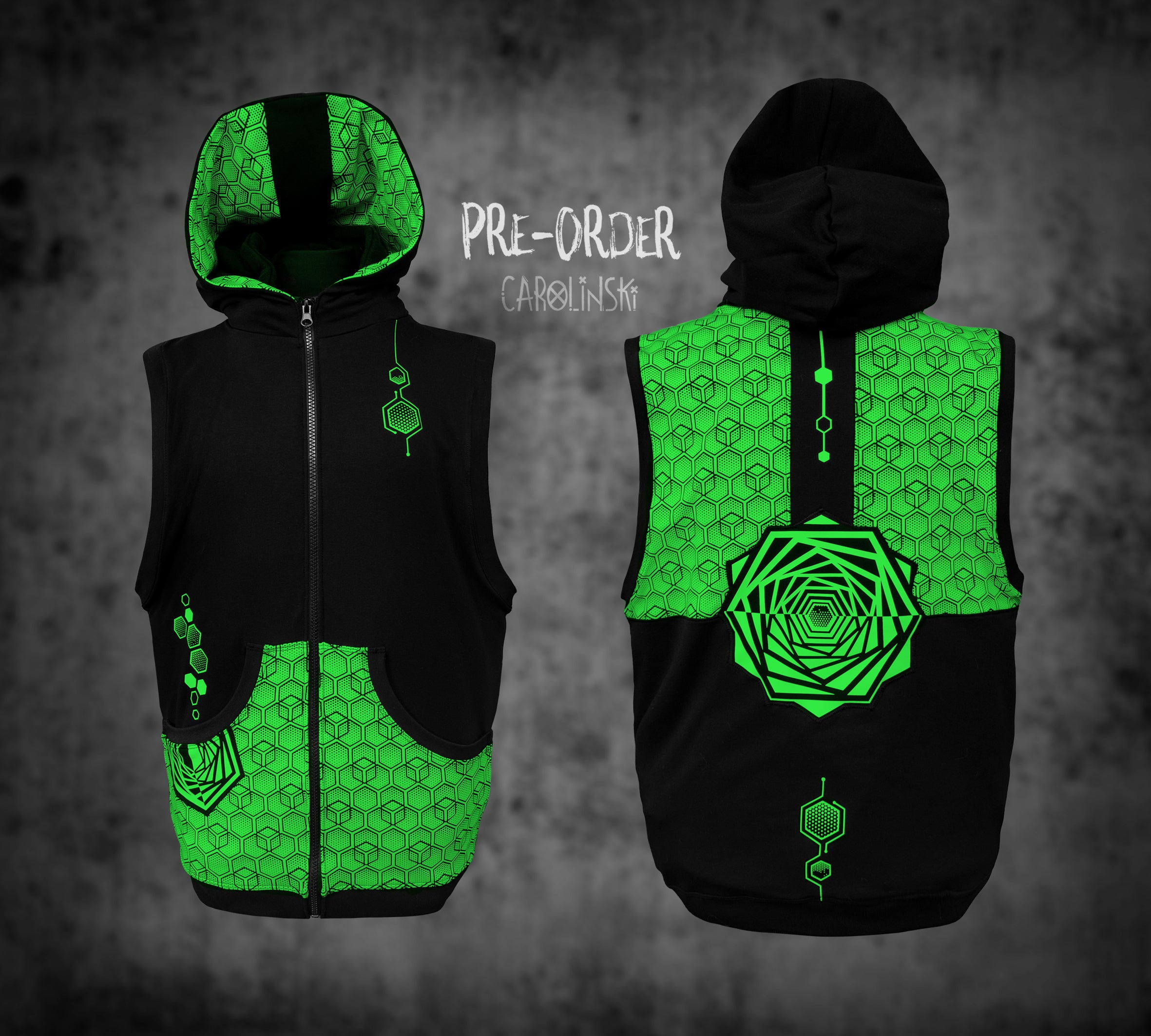 Sleeveless Zip - Hexagon