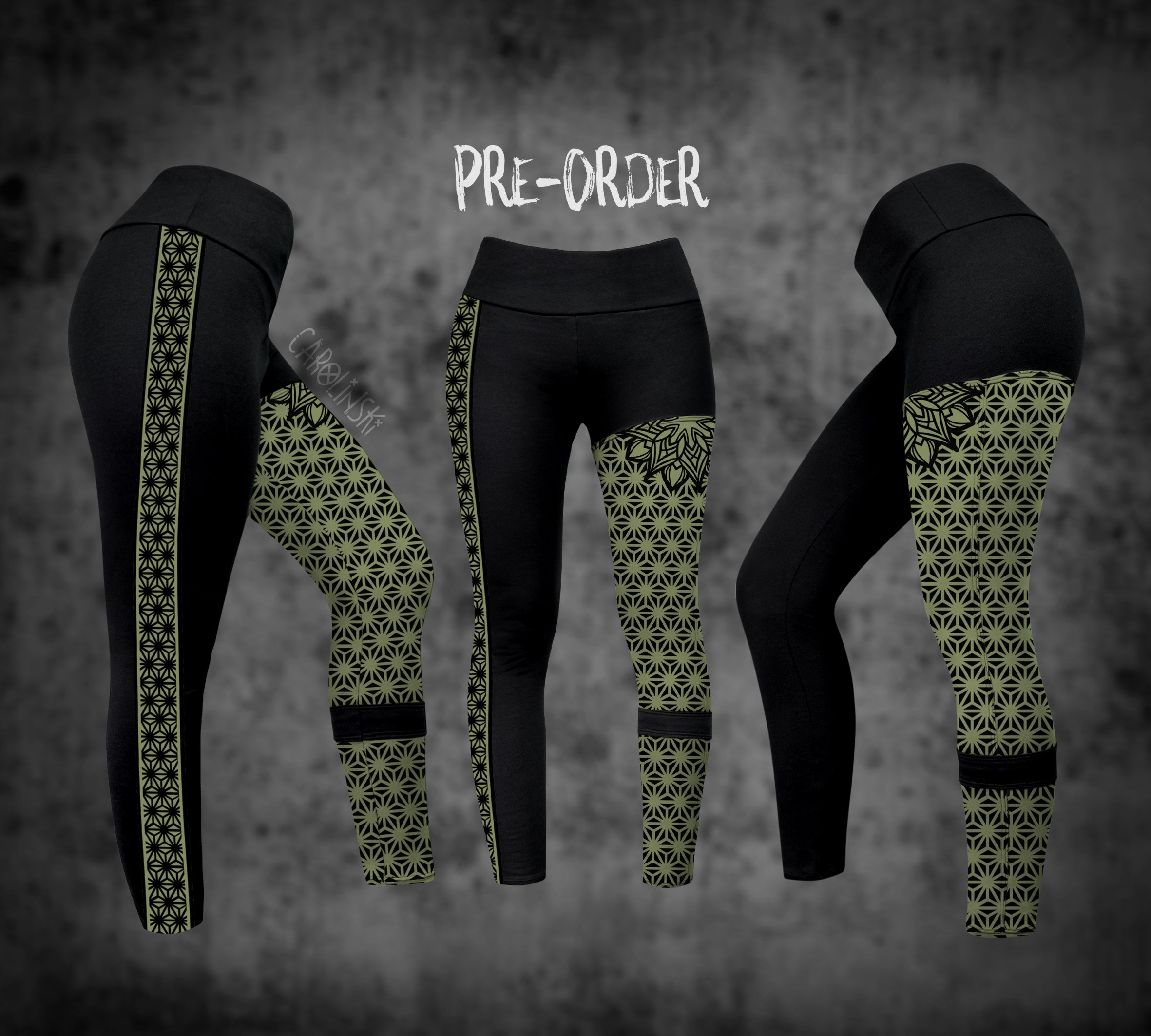 Split Leggings - Asanoha