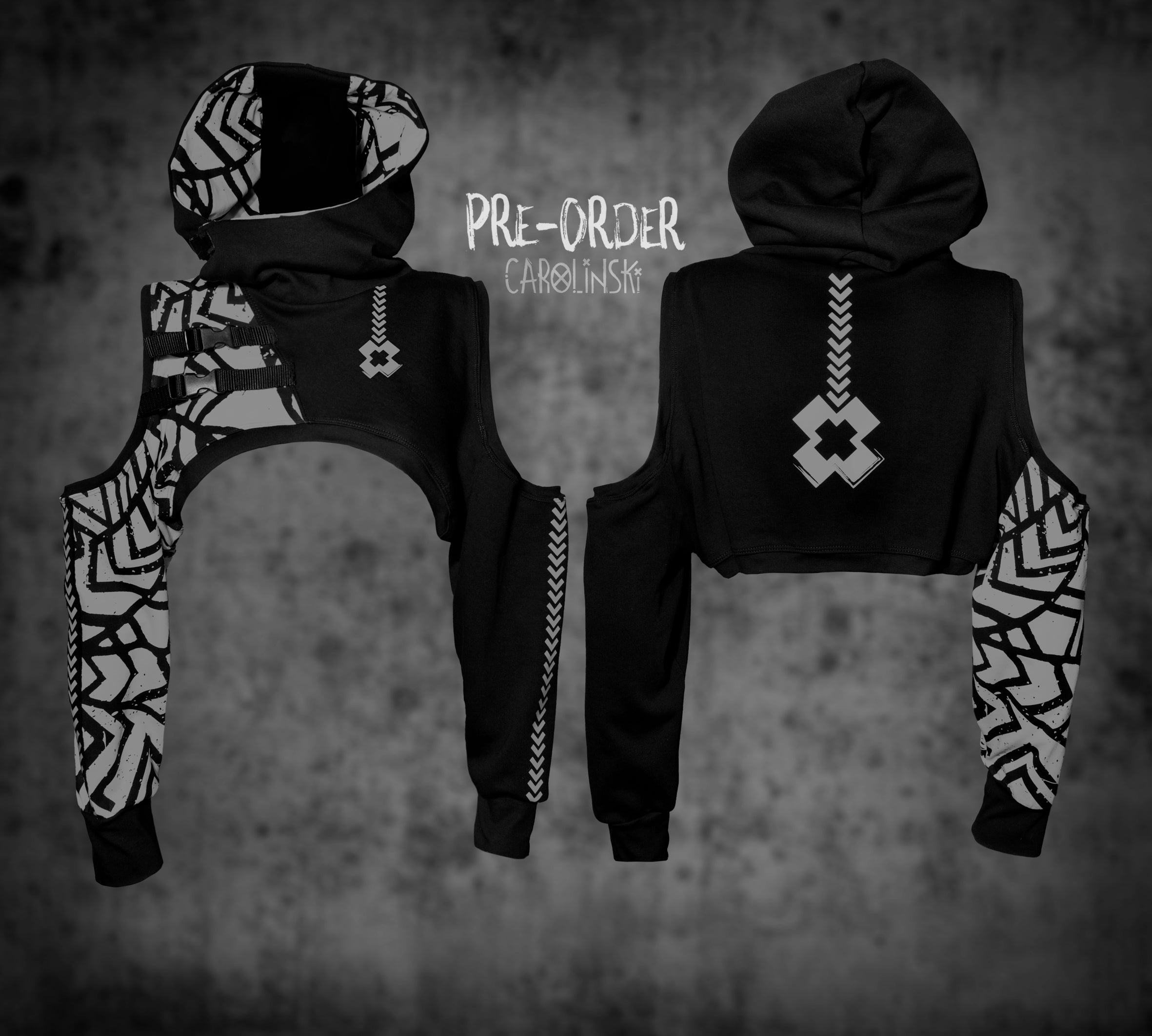 Crop Hoodie - Grunge