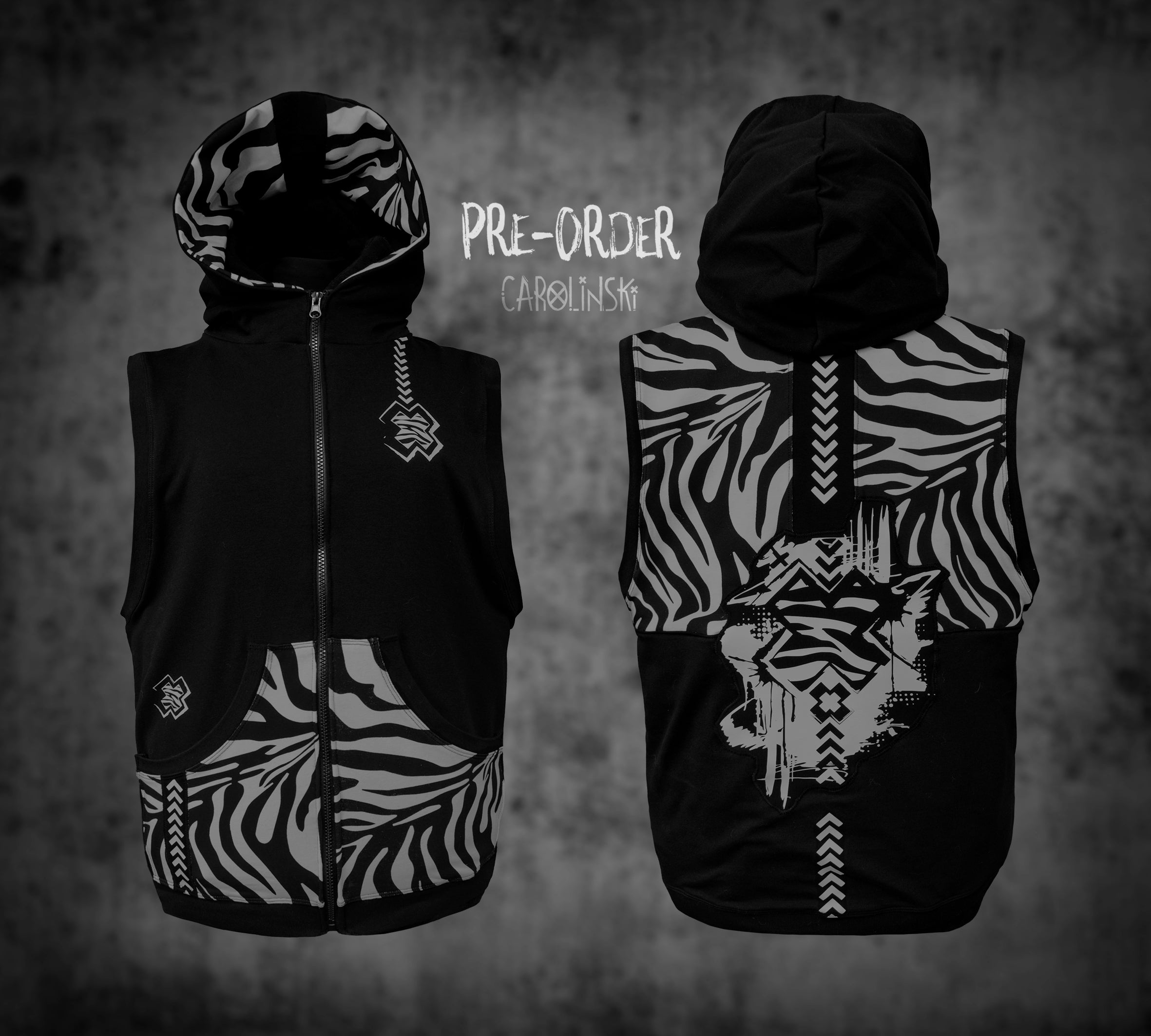 Sleeveless Zip - Zebra