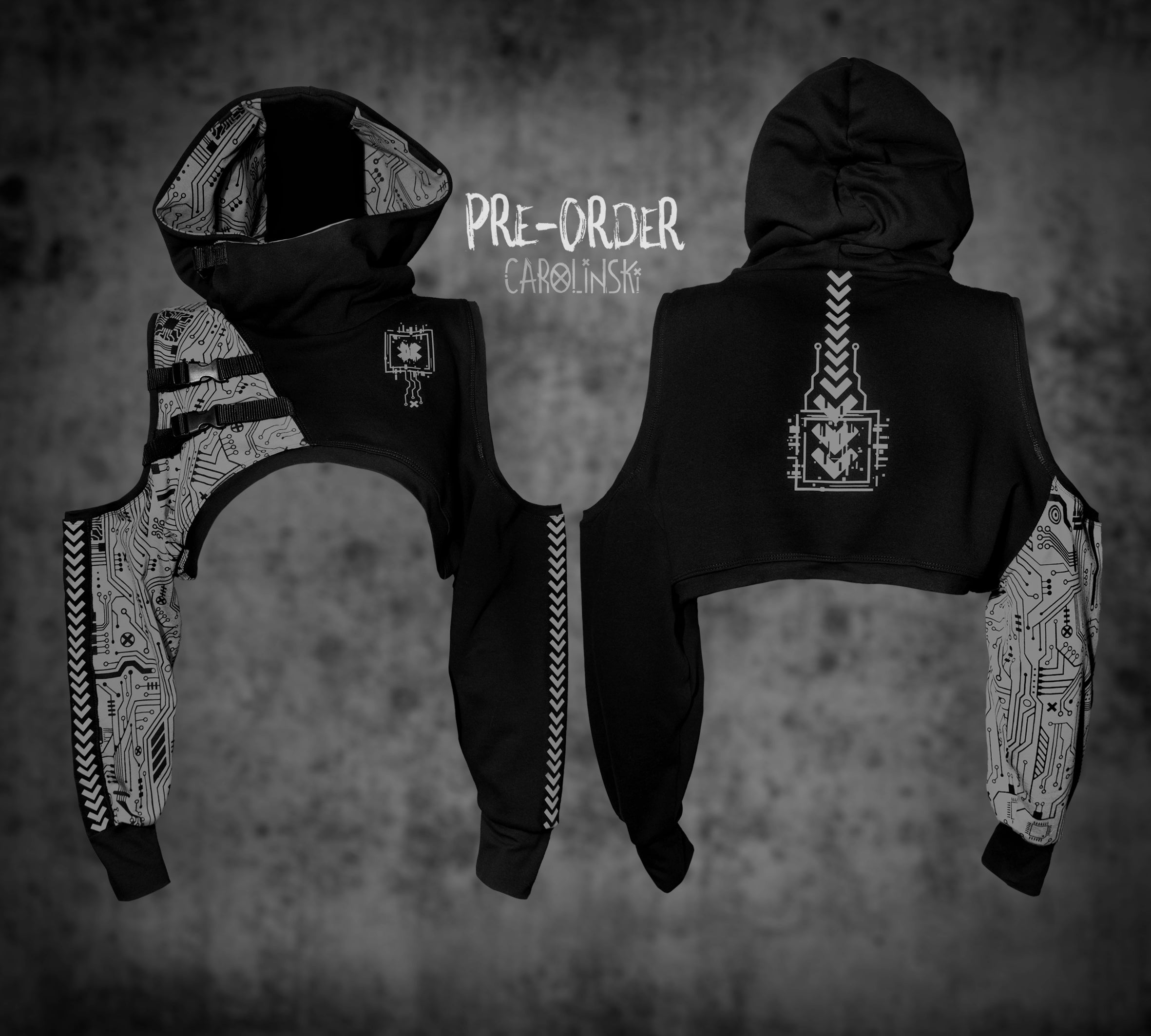 Crop Hoodie - Circuitboard