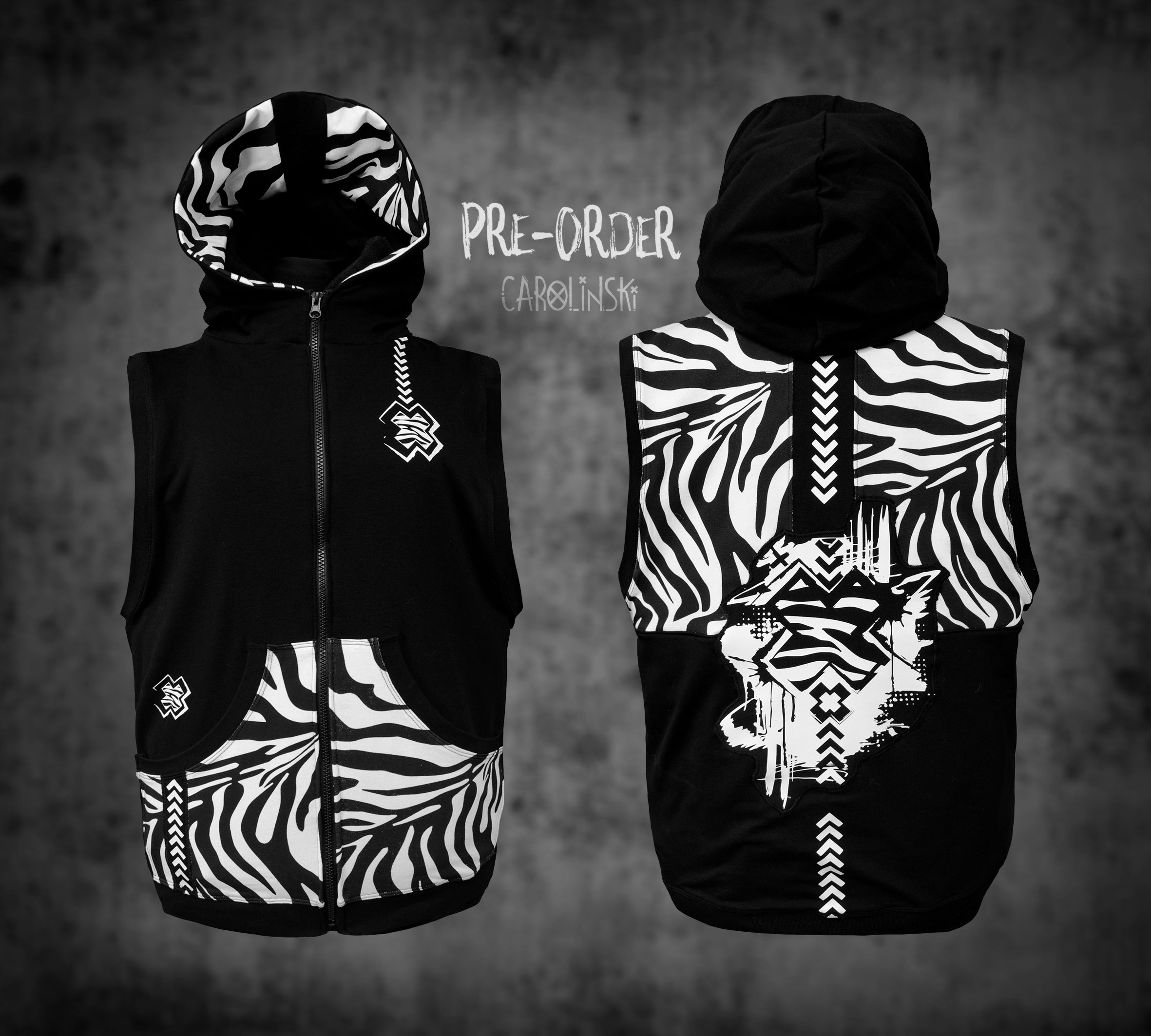 Sleeveless Zip - Zebra