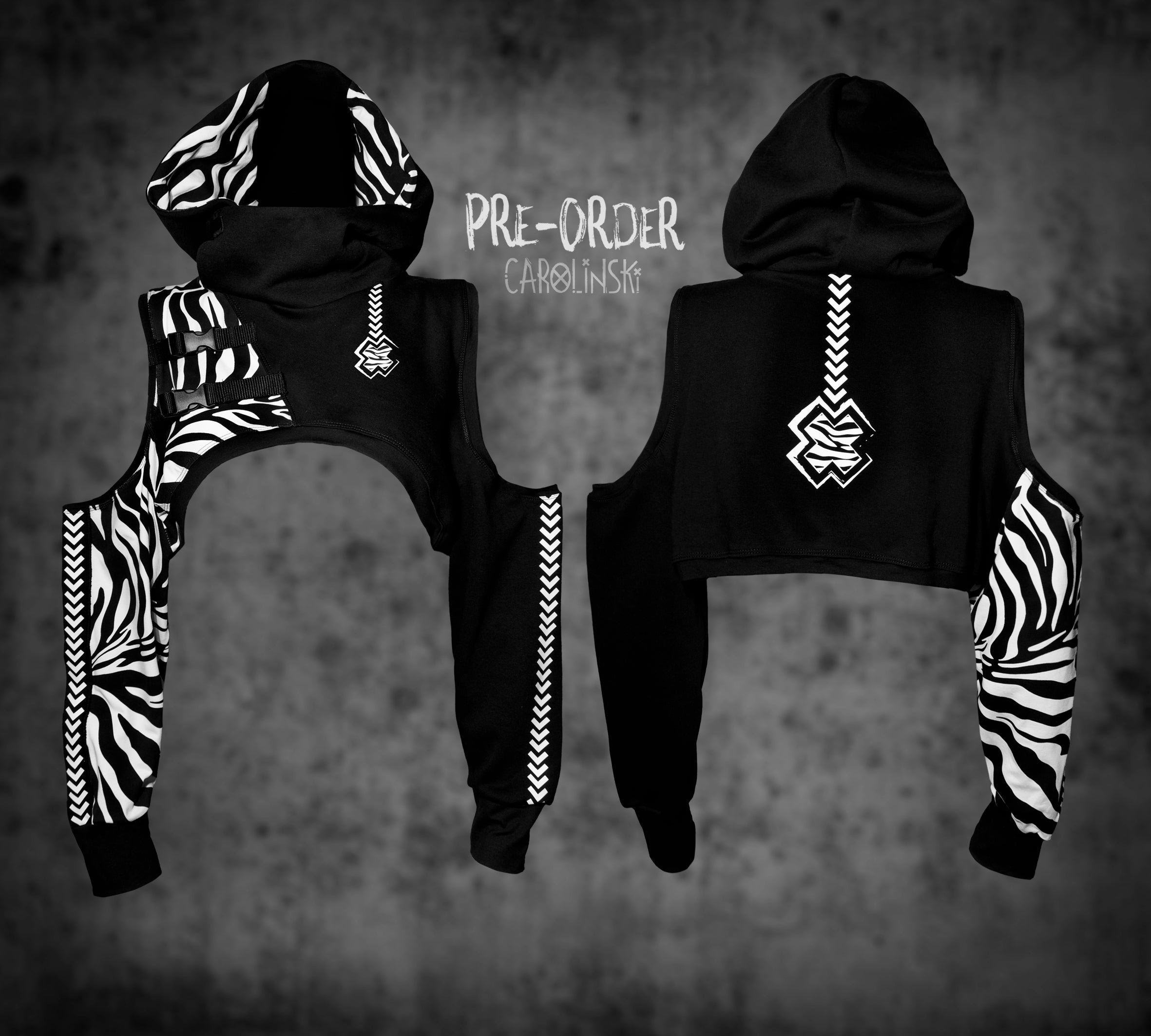 Crop Hoodie - Zebra
