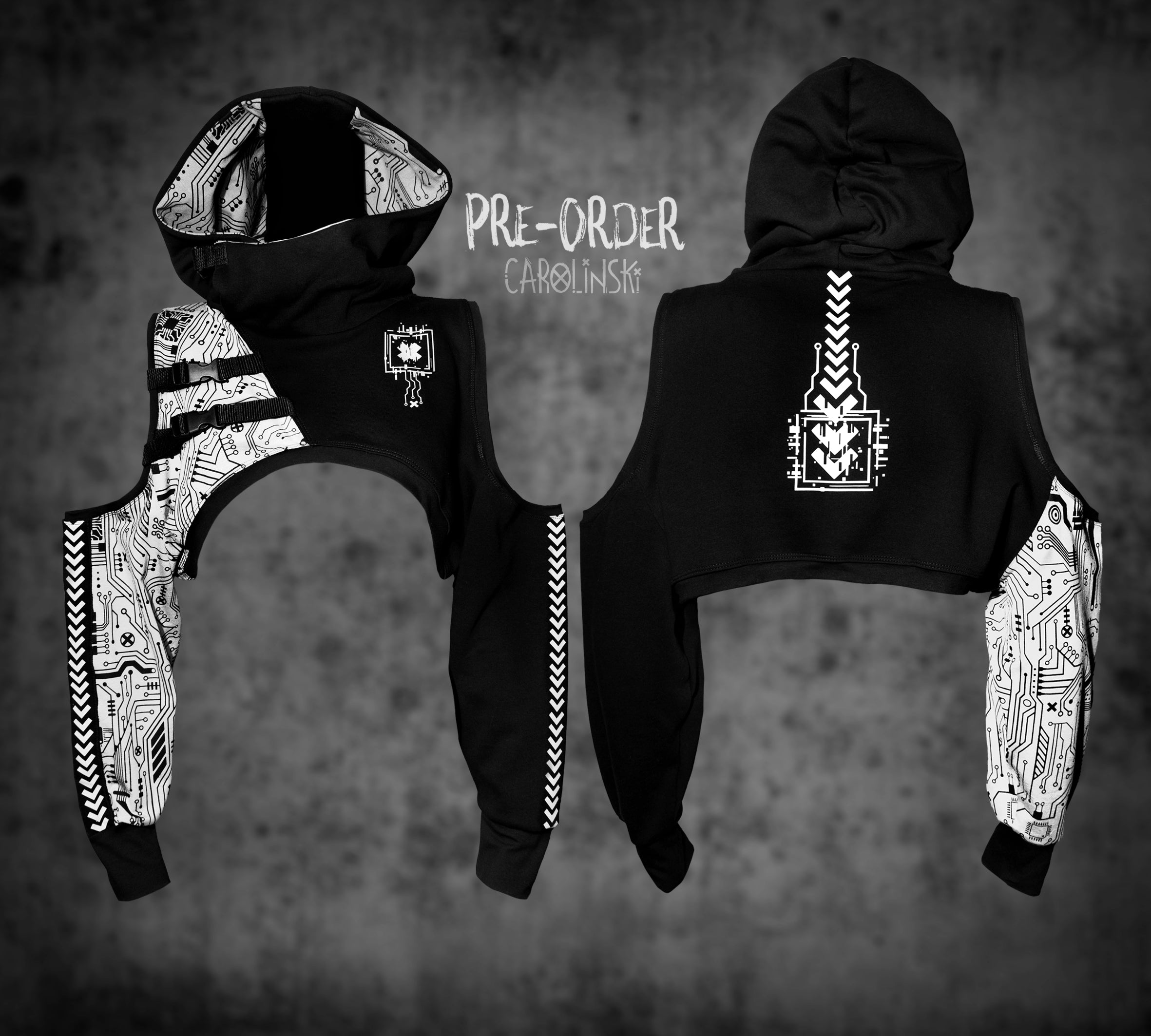 Crop Hoodie - Circuitboard
