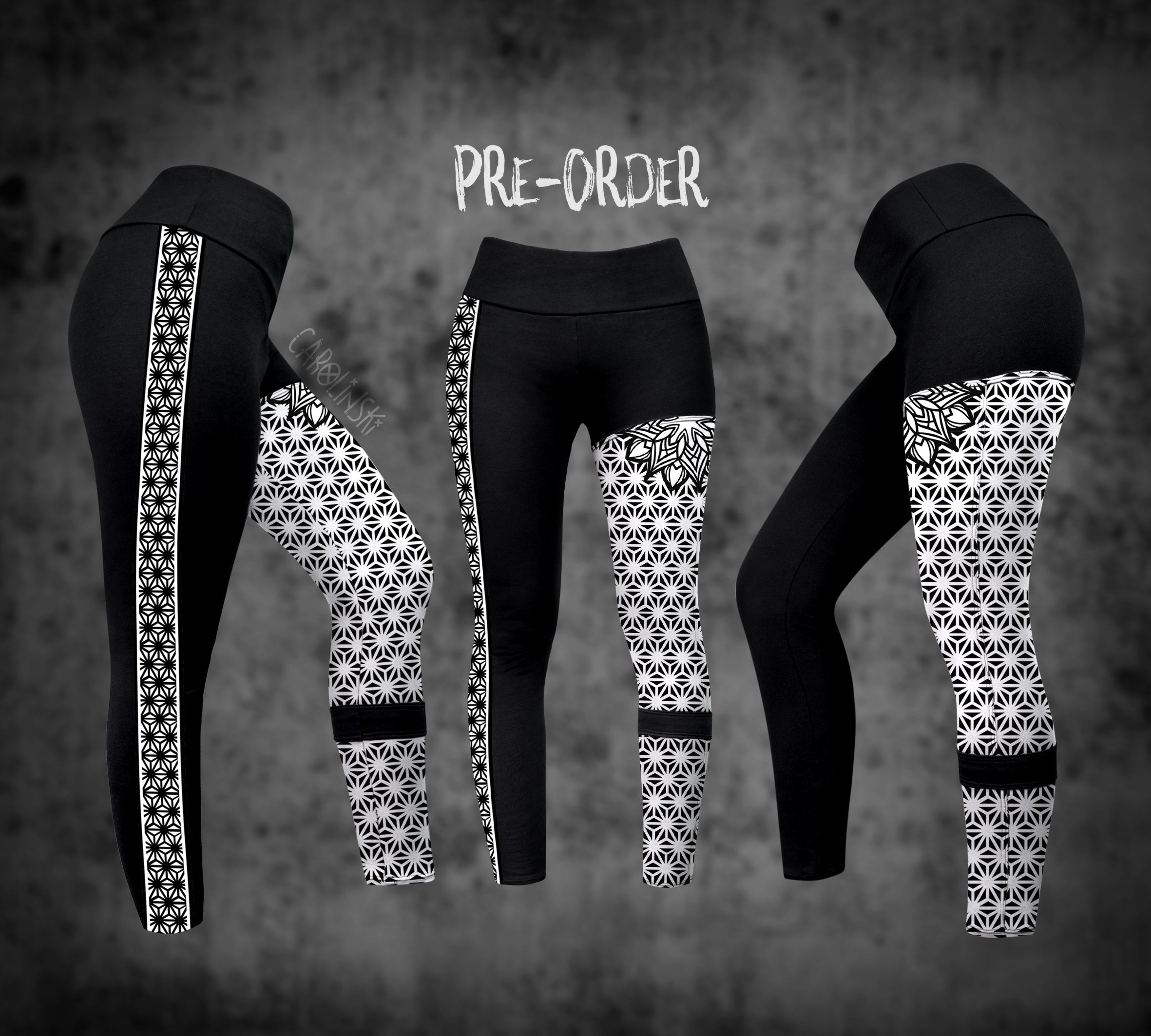 Split Leggings - Asanoha