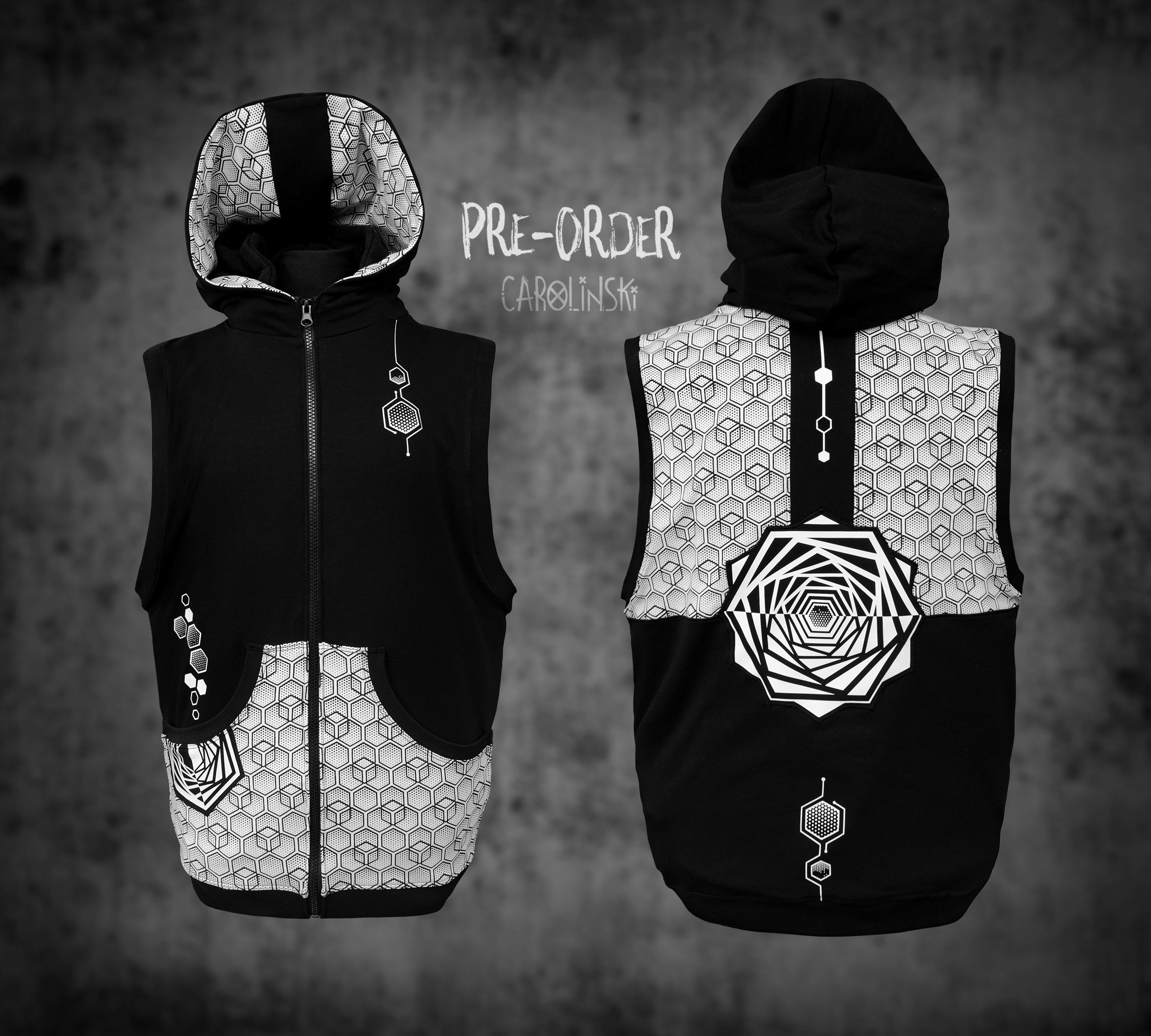 Sleeveless Zip - Hexagon