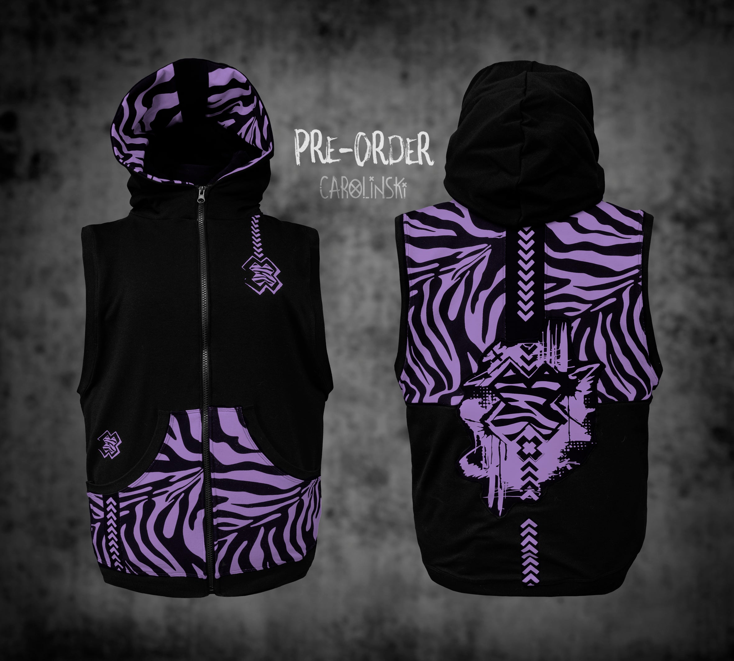 Sleeveless Zip - Zebra