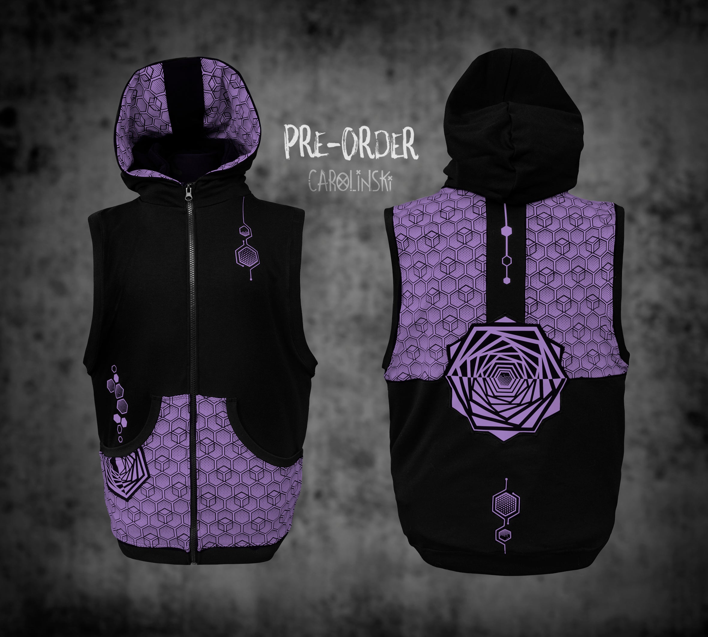Sleeveless Zip - Hexagon