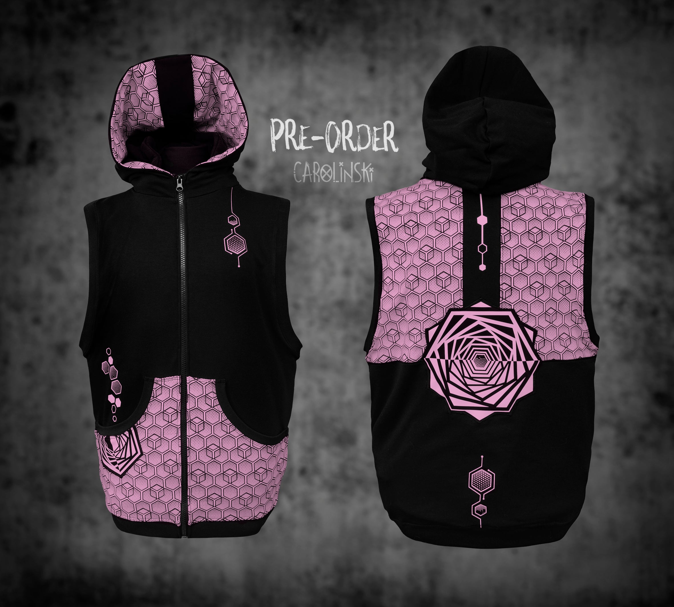 Sleeveless Zip - Hexagon