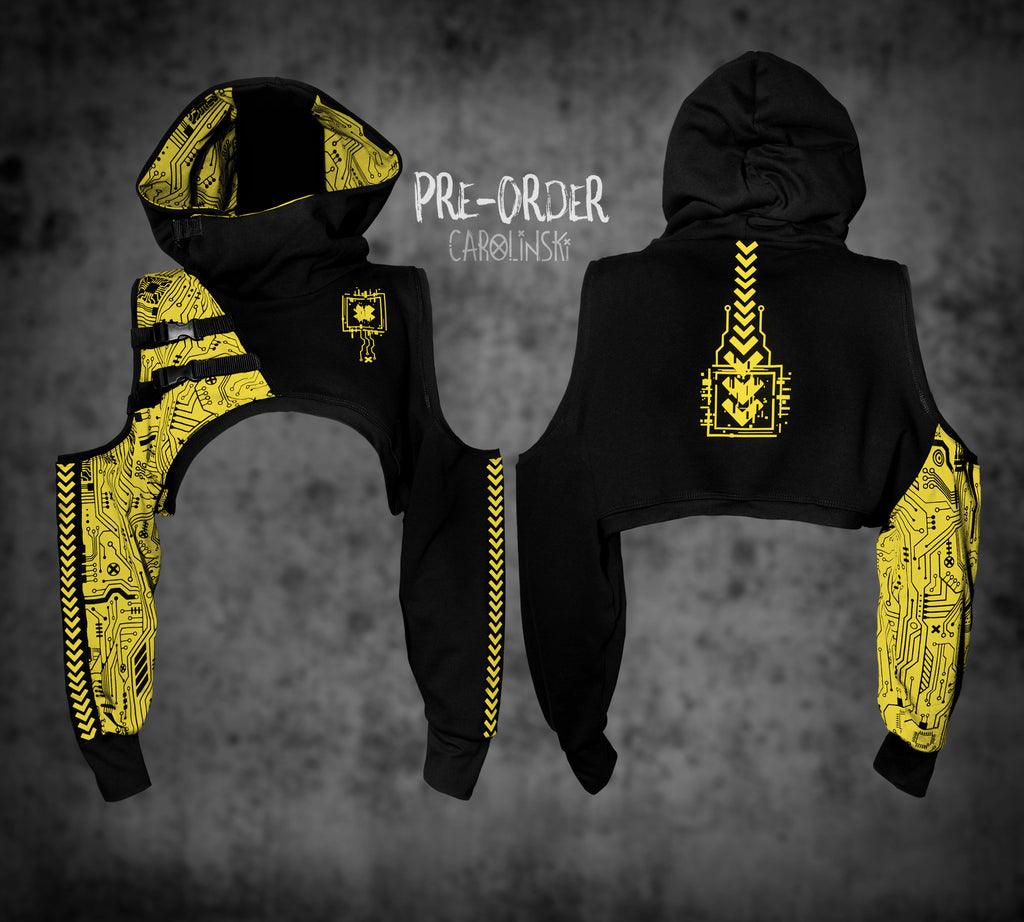 Crop Hoodie - Circuitboard