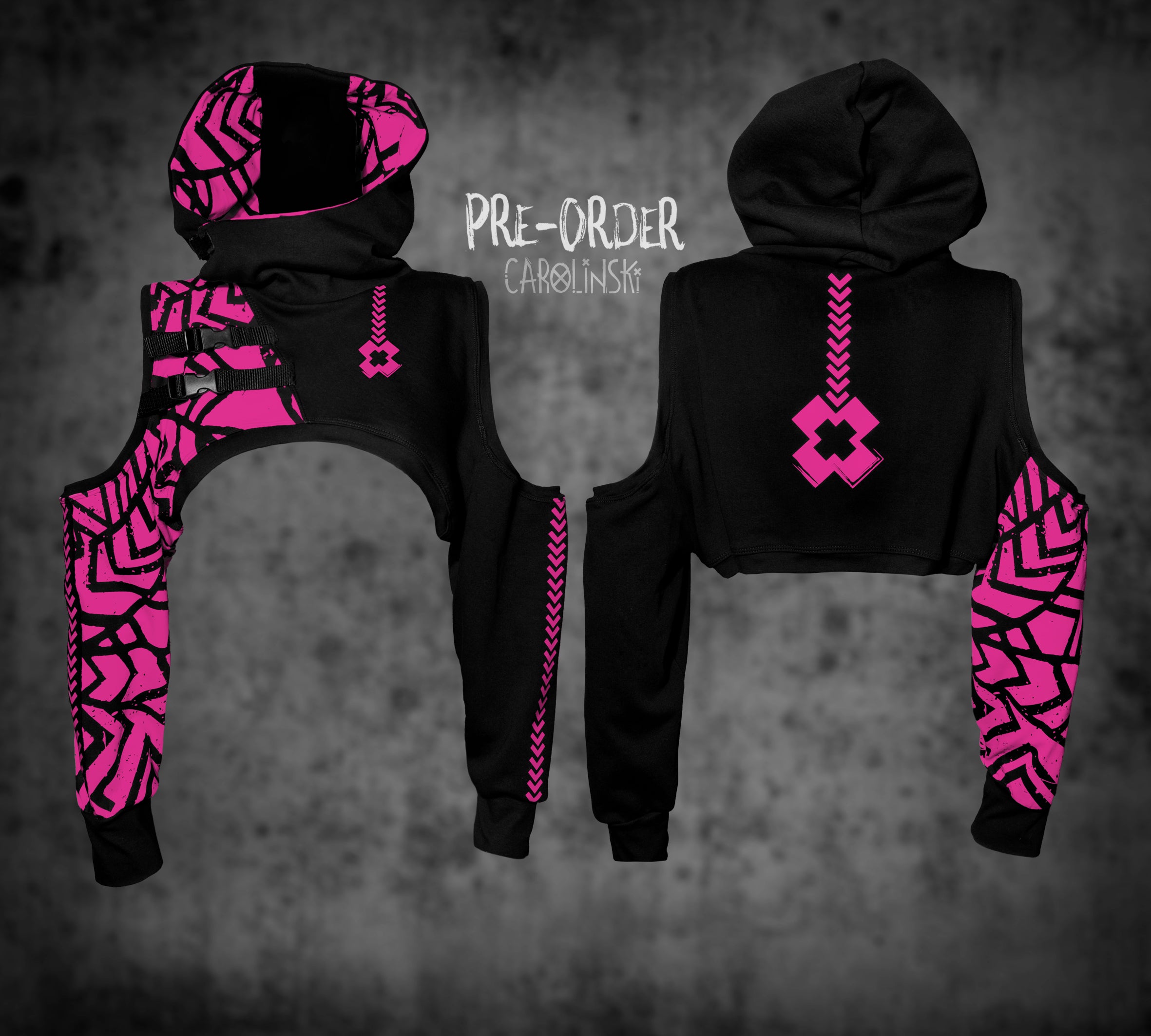 Crop Hoodie - Grunge