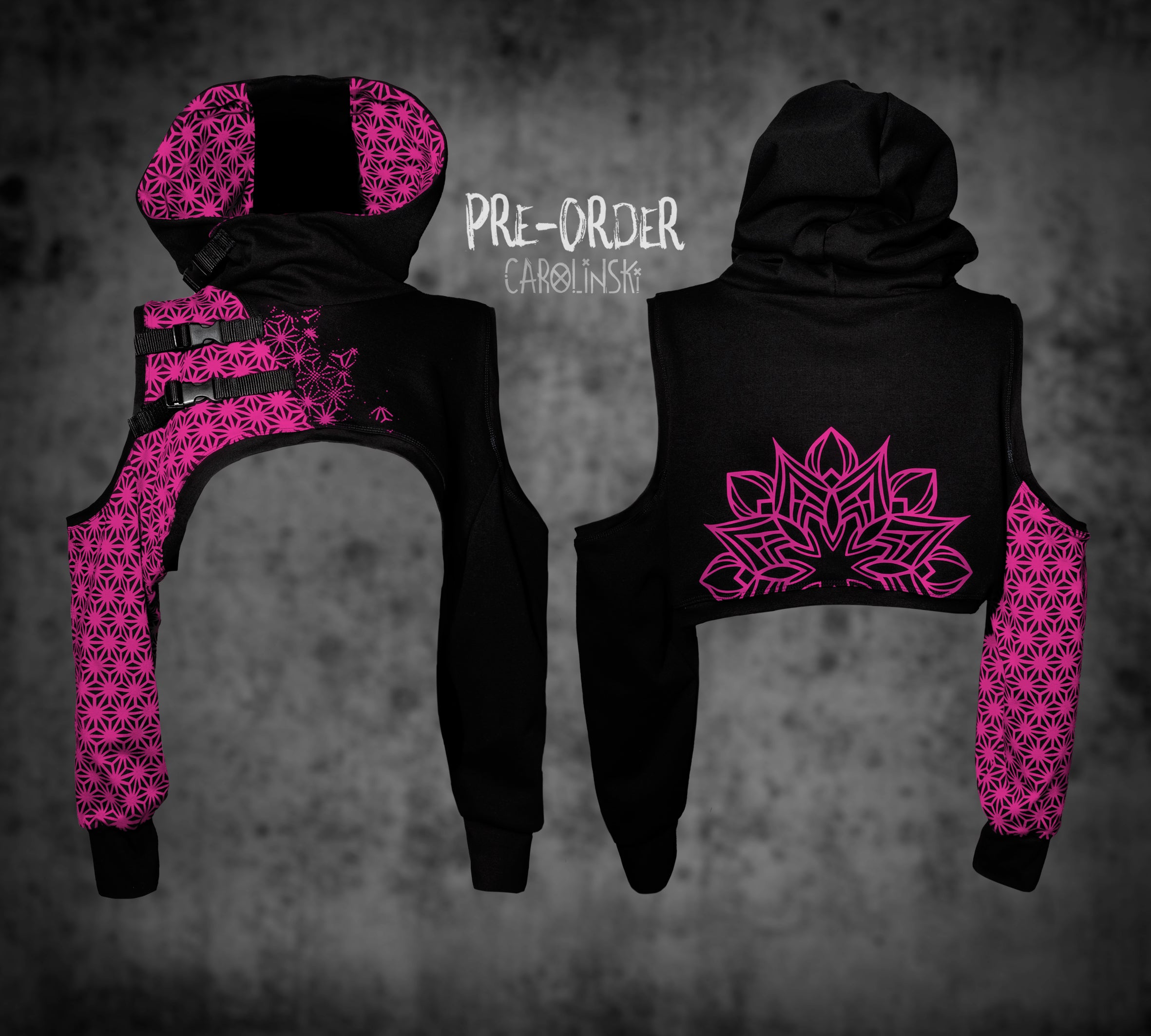 Crop Hoodie - Asanoha