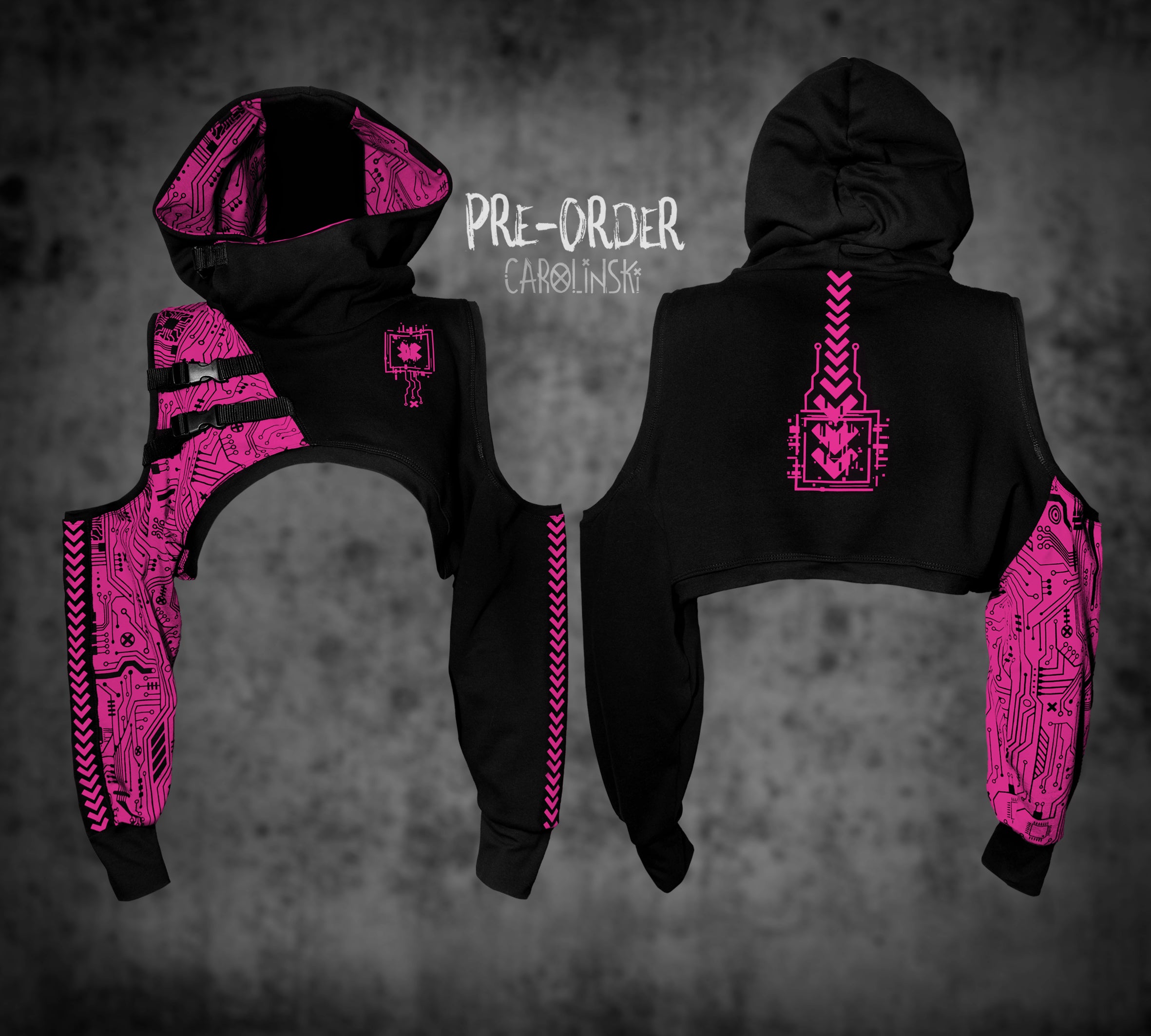 Crop Hoodie - Circuitboard