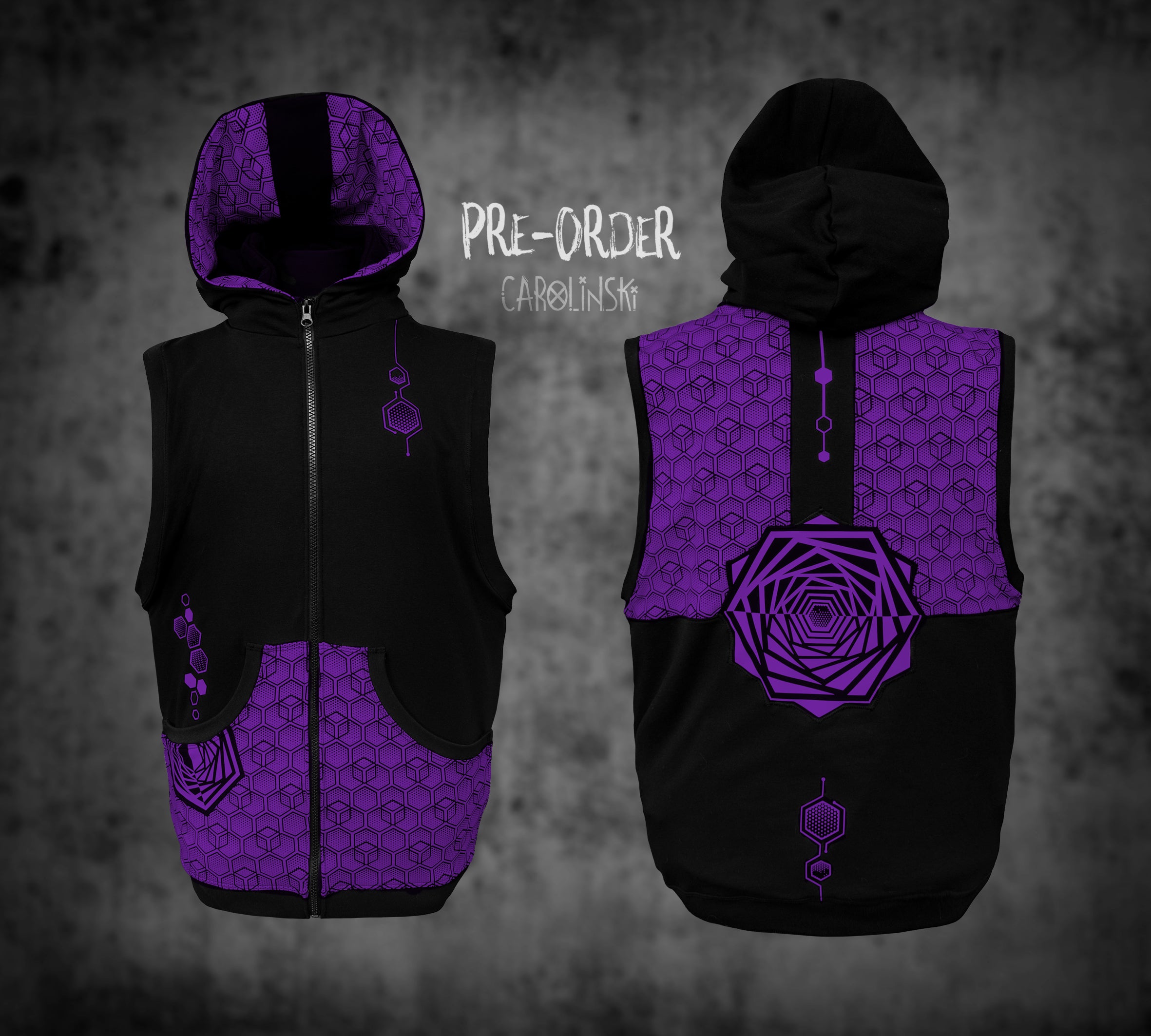 Sleeveless Zip - Hexagon