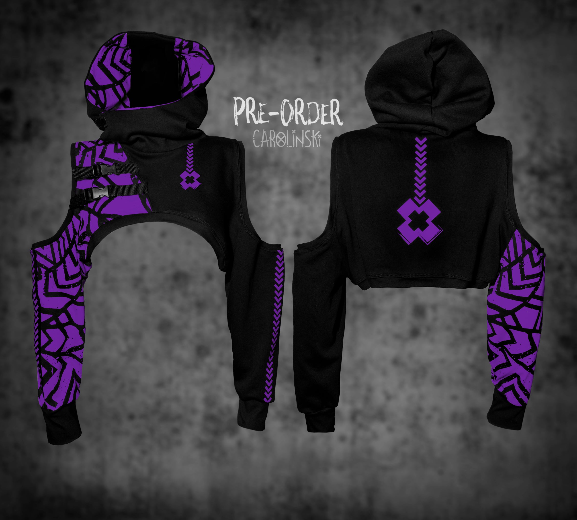 Crop Hoodie - Grunge