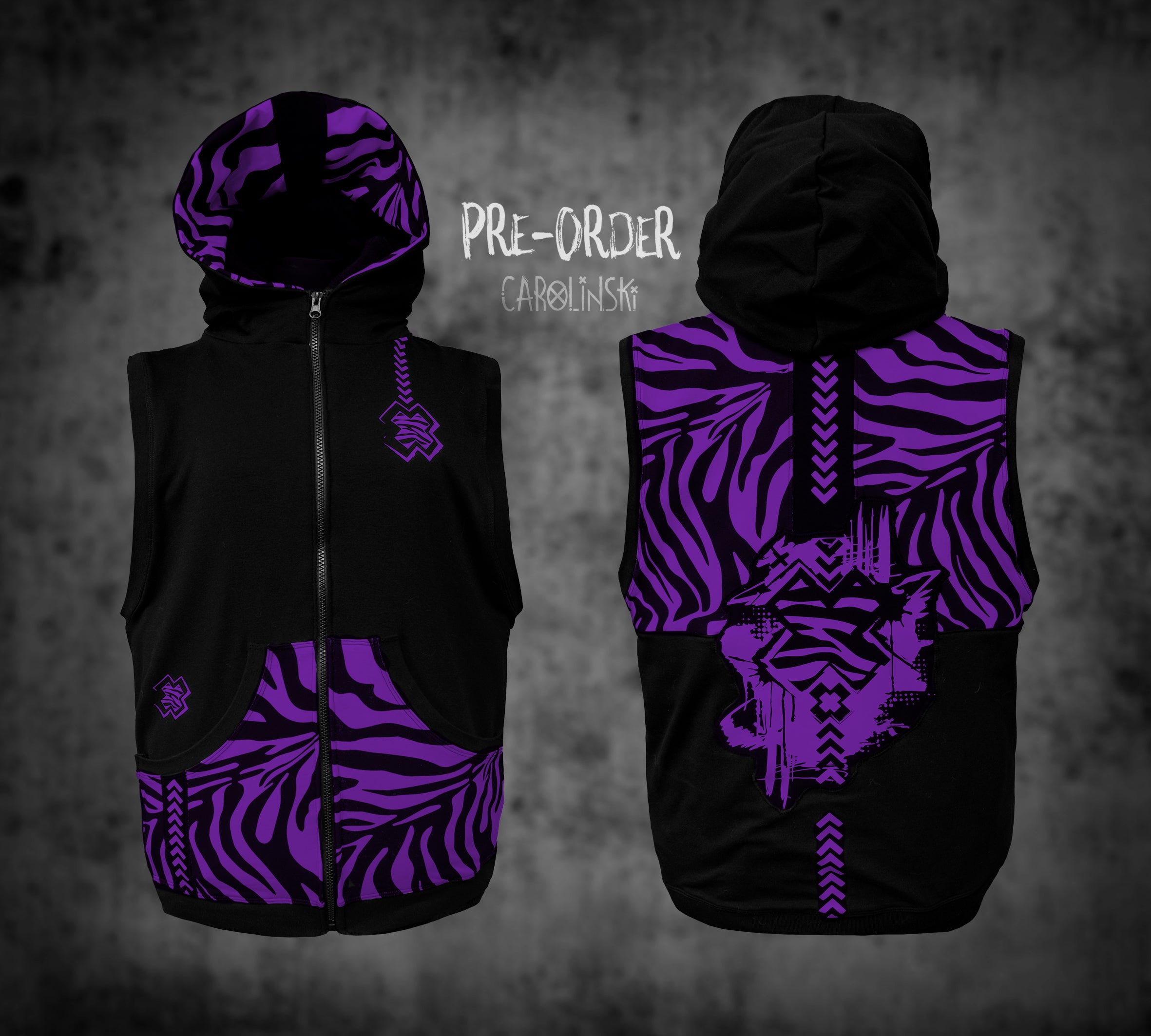 Sleeveless Zip - Zebra