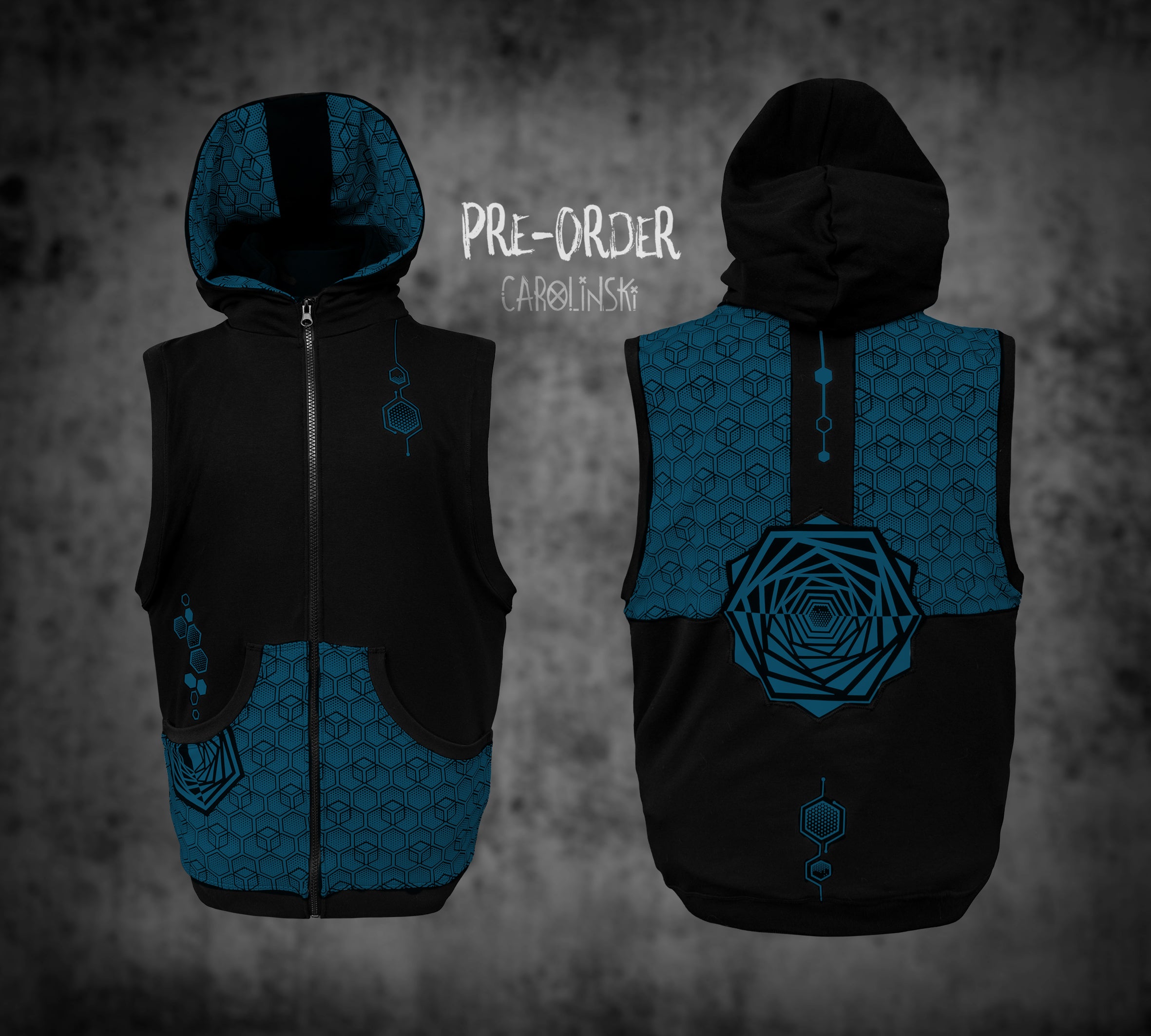 Sleeveless Zip - Hexagon