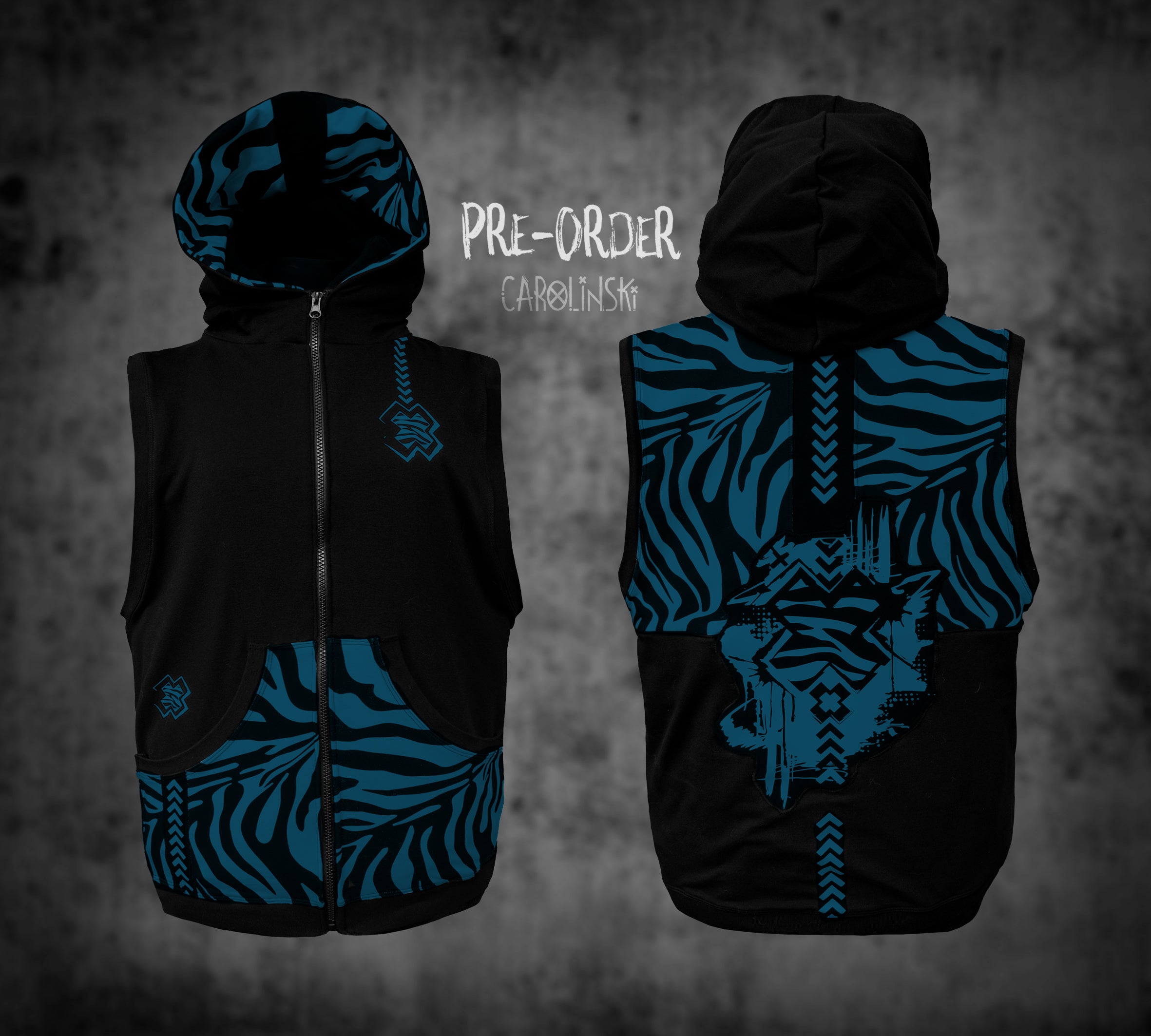 Sleeveless Zip - Zebra